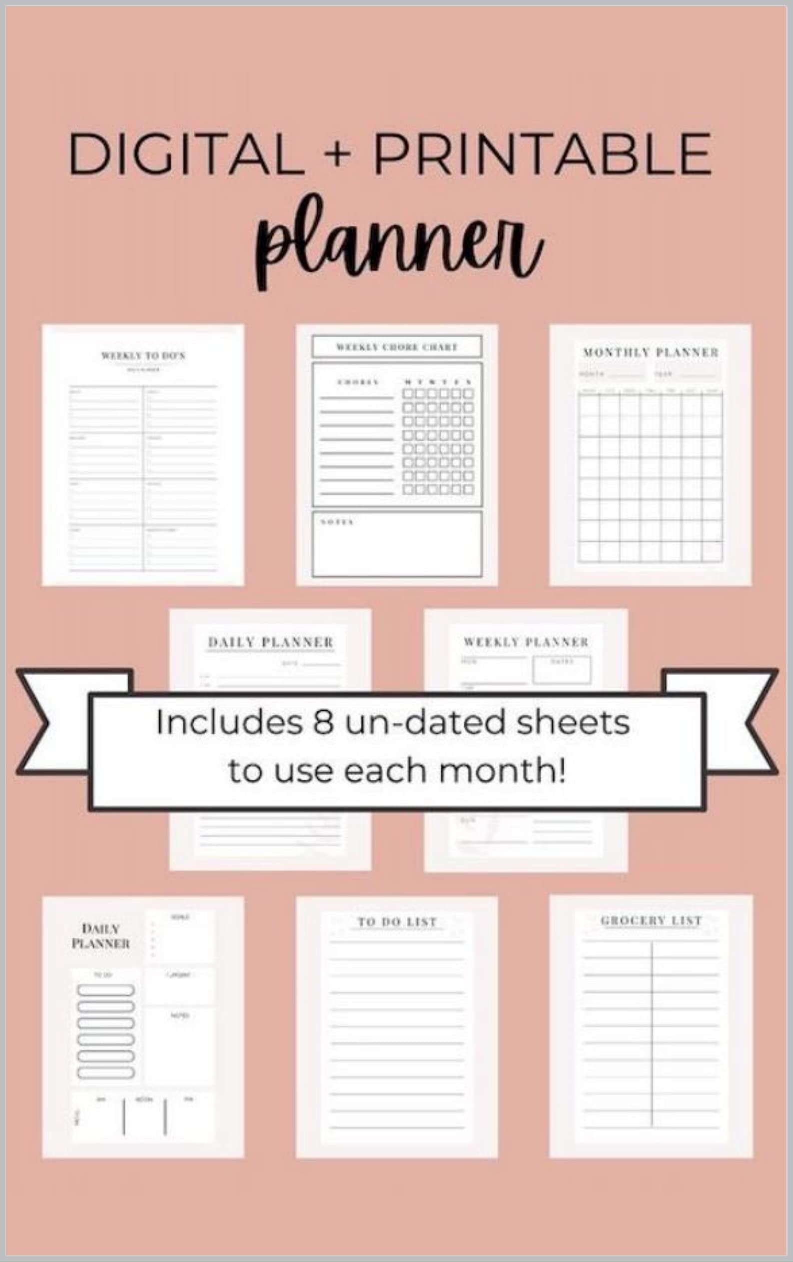 Digital + Printable Planner : Monthly, Weekly, and Daily Planner with ...