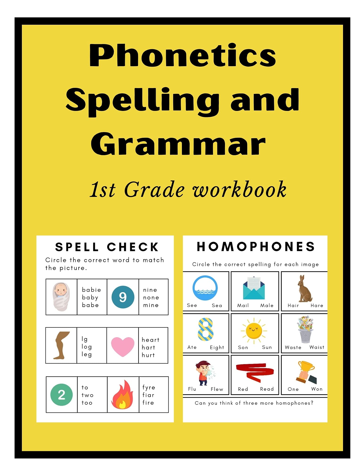 Spelling, and Grammar Activity Workbook for 1st Grade by