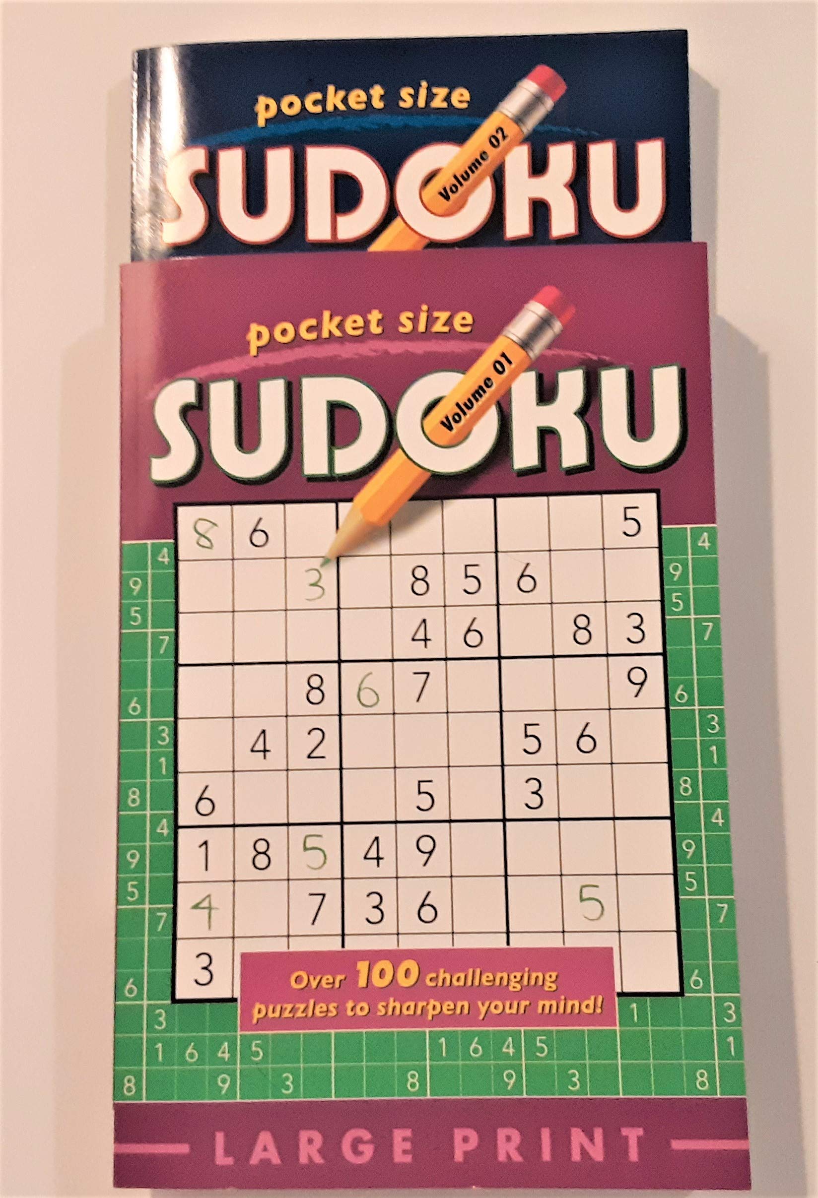 Papp Pocket Size Sudoku Puzzle Book Large Print MedPPdkBu 2 Books 108 