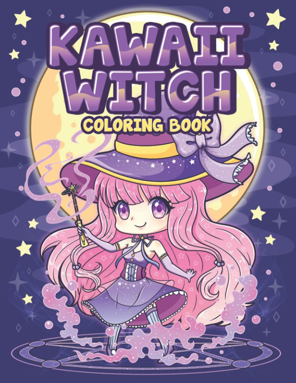 Kawaii Witch Coloring Book Cute Wicca Witchcraft Coloring Book for