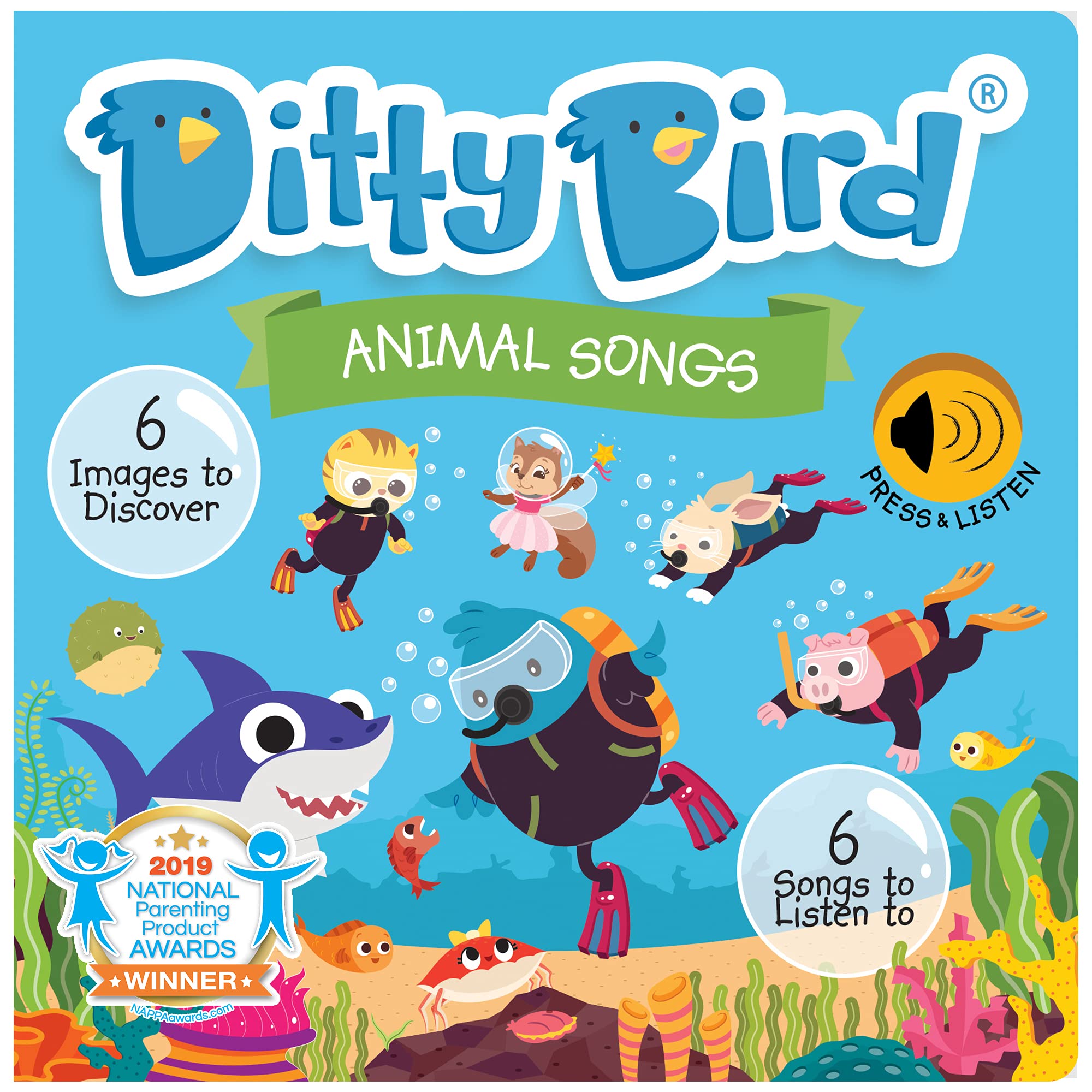 DITTY BIRD Baby Shark Nursery Rhymes Book for Babies | Animal Songs ...