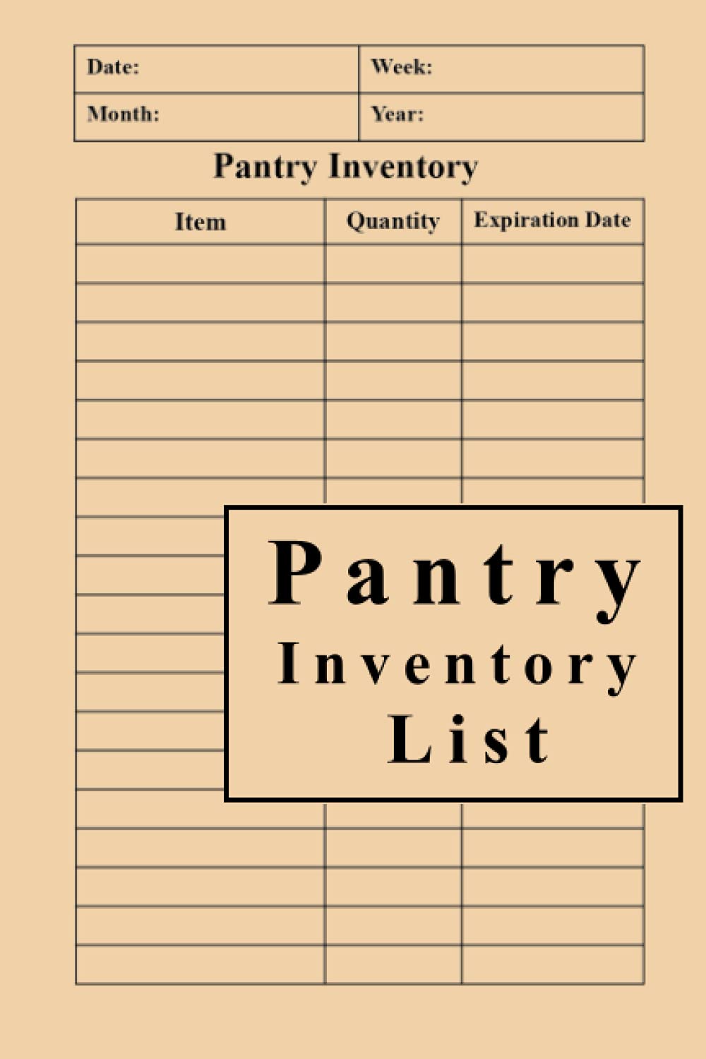 Pantry Inventory List inventory log book / Fridge Freezer Kitchen Stock Supplies Notebook