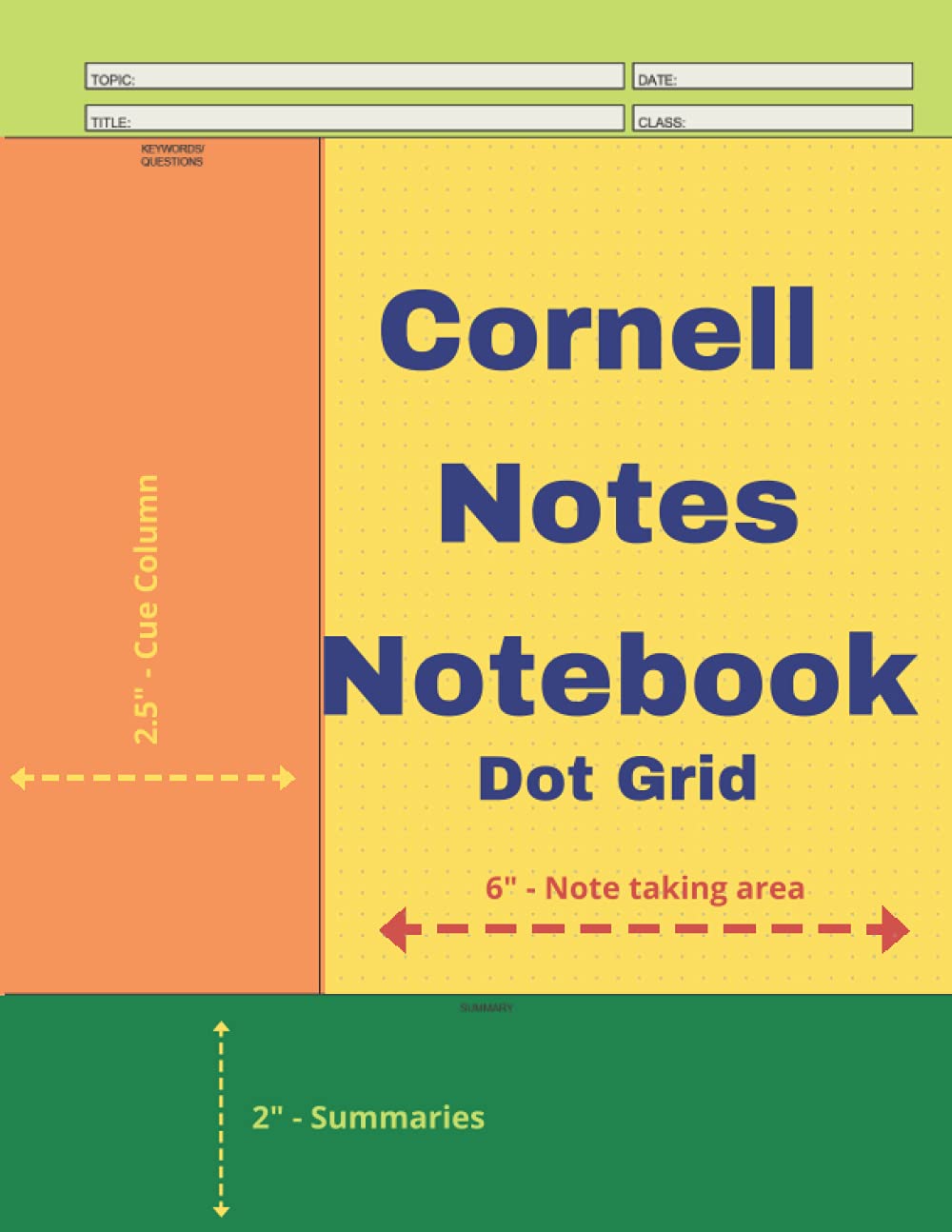 Cornell Notes Notebook Dot Grid Large Cornell NoteTaking System Notebook with Basic