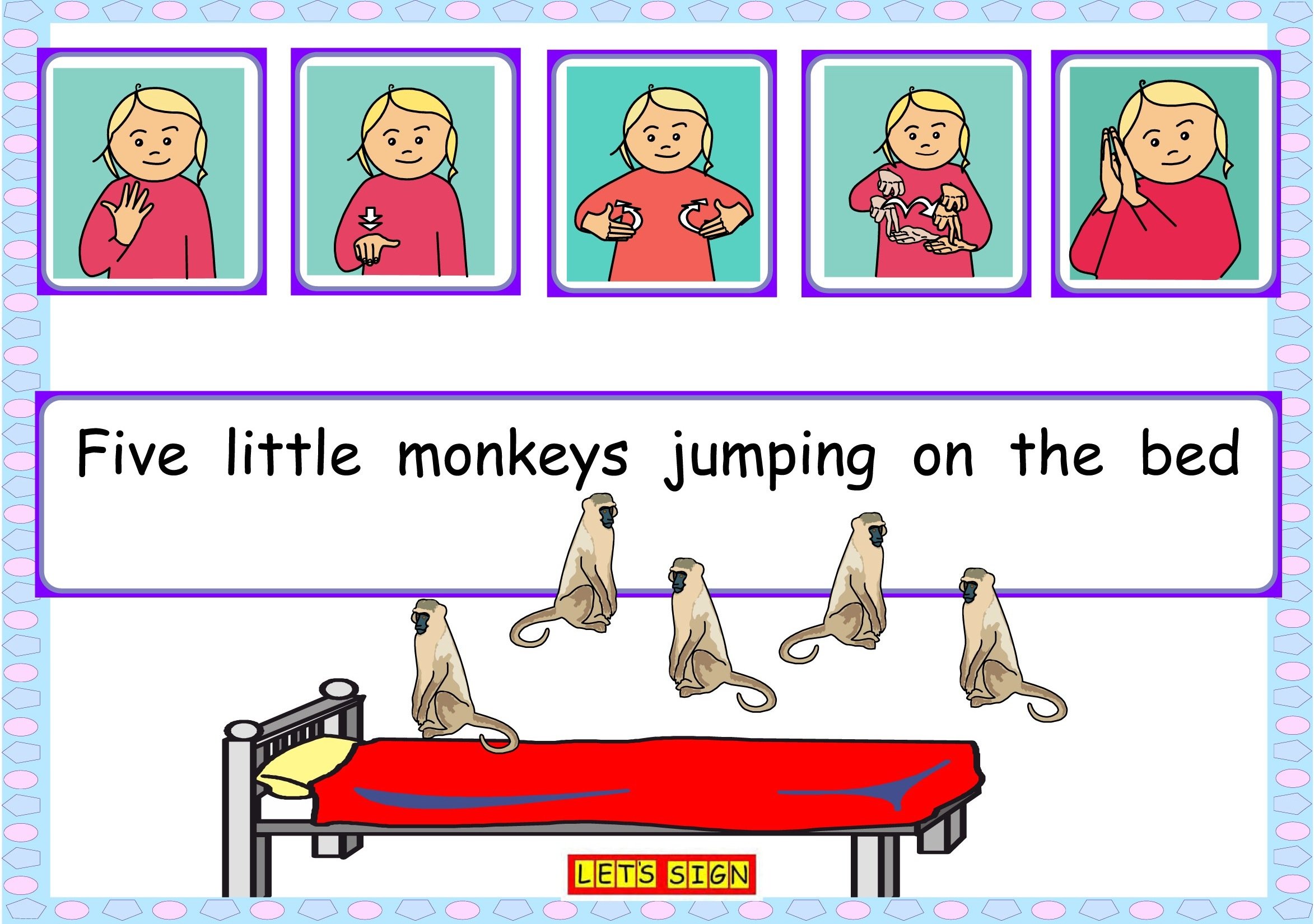 British Sign Language (BSL) Five Little Monkeys Jumping on the Bed by