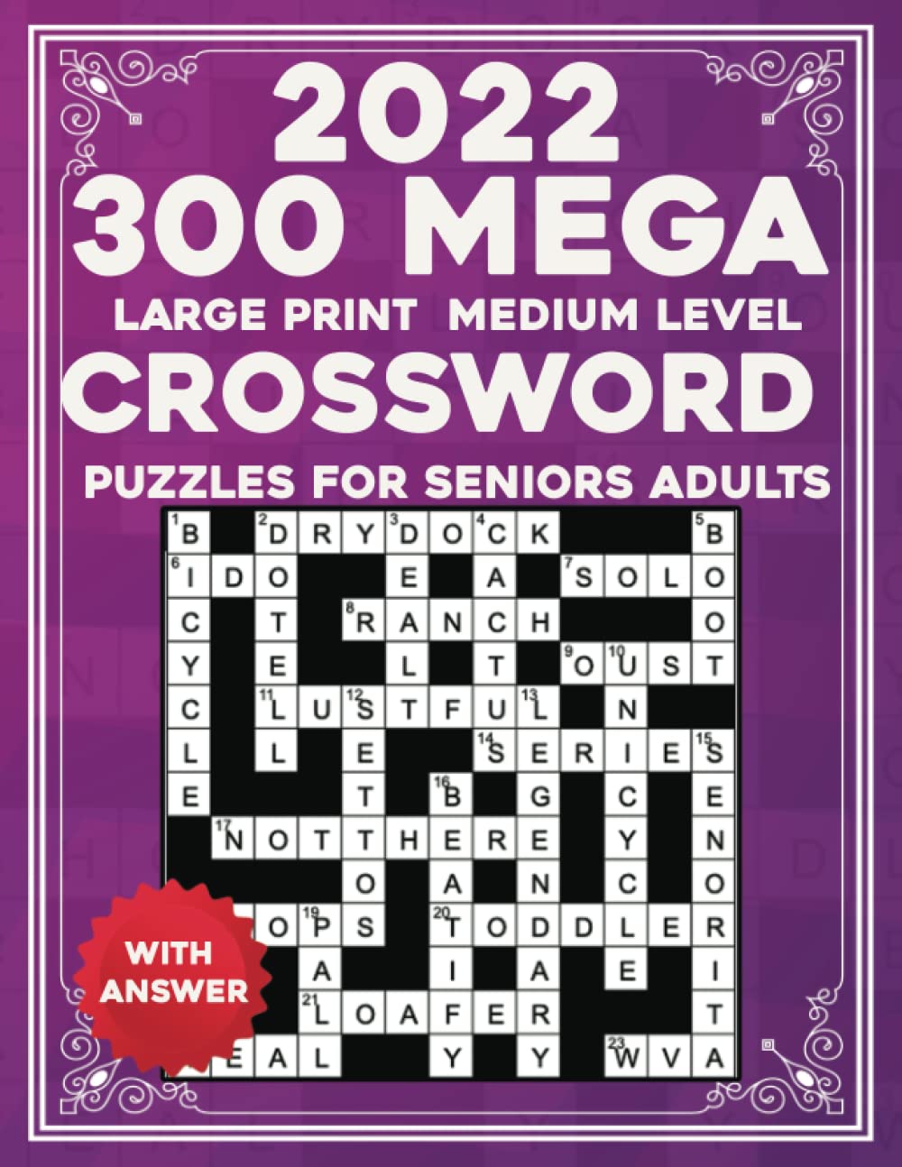 300 Mega Large Print Medium Level Crossword Puzzles For Senior Adult