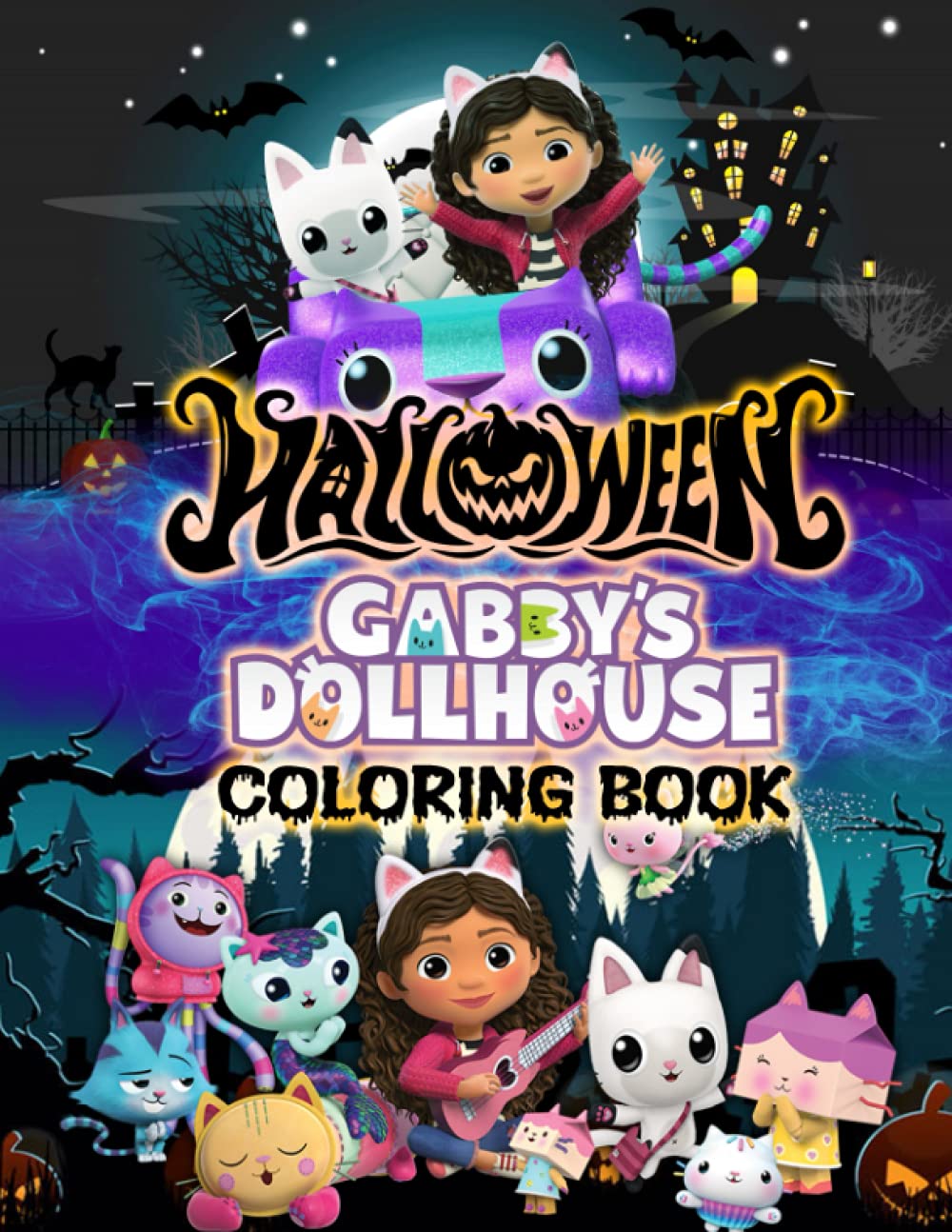 Gabby's Dollhouse Halloween Coloring Book: Premium Illustration Pages ...
