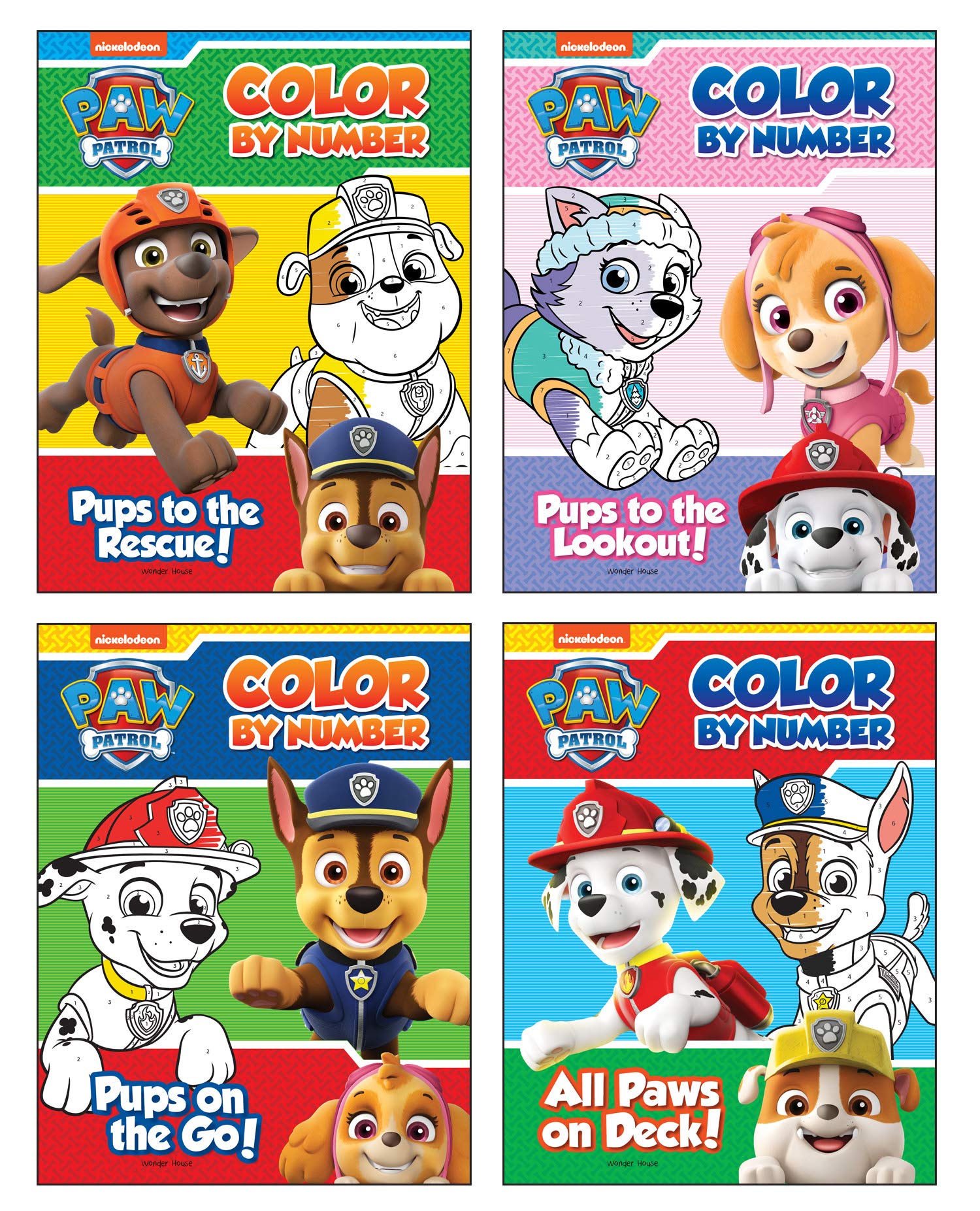 Paw Patrol Color By Number Super Pack : Set Of 4 Coloring Books For ...