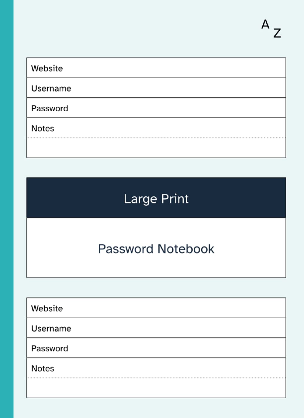 Large print password notebook internet log book for website username