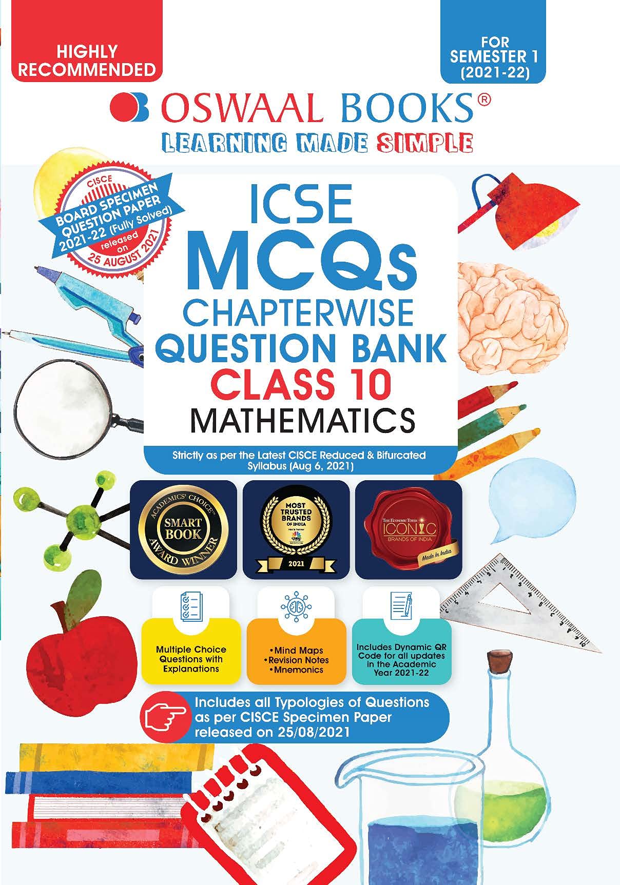 Oswaal ICSE MCQs Chapterwise Question Bank Class 10, Mathematics Book ...