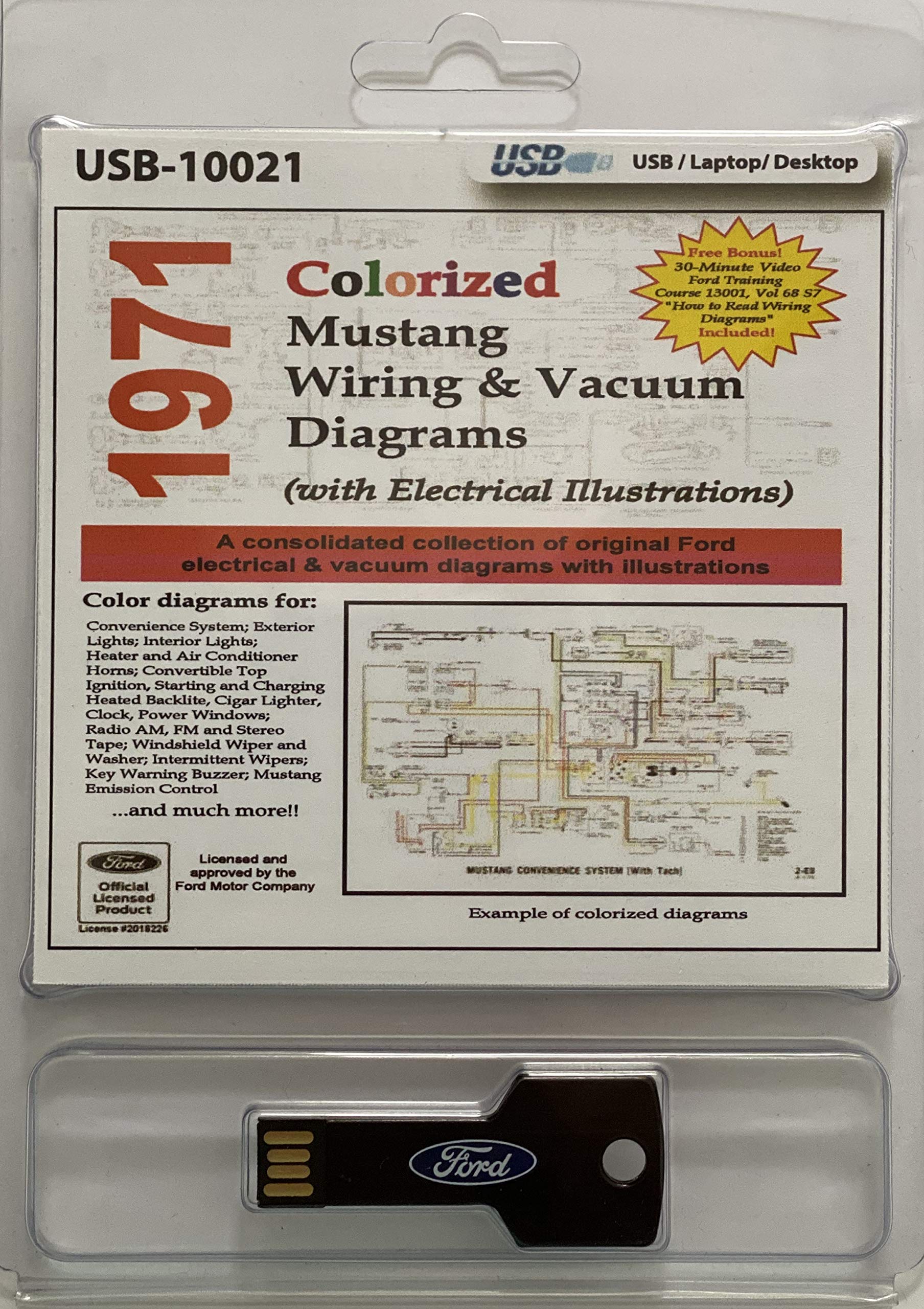 1971 Colorized Ford Mustang Wiring and Vacuum Diagrams by Ford Motor