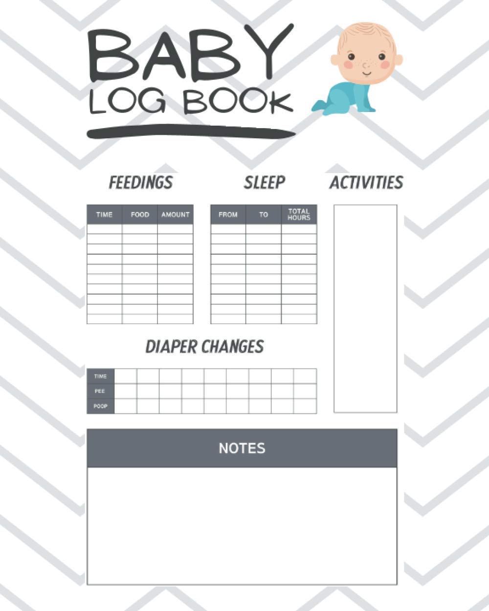 Baby Log Book Tracker Journal for Newborns, Infant Daily Report Sheet