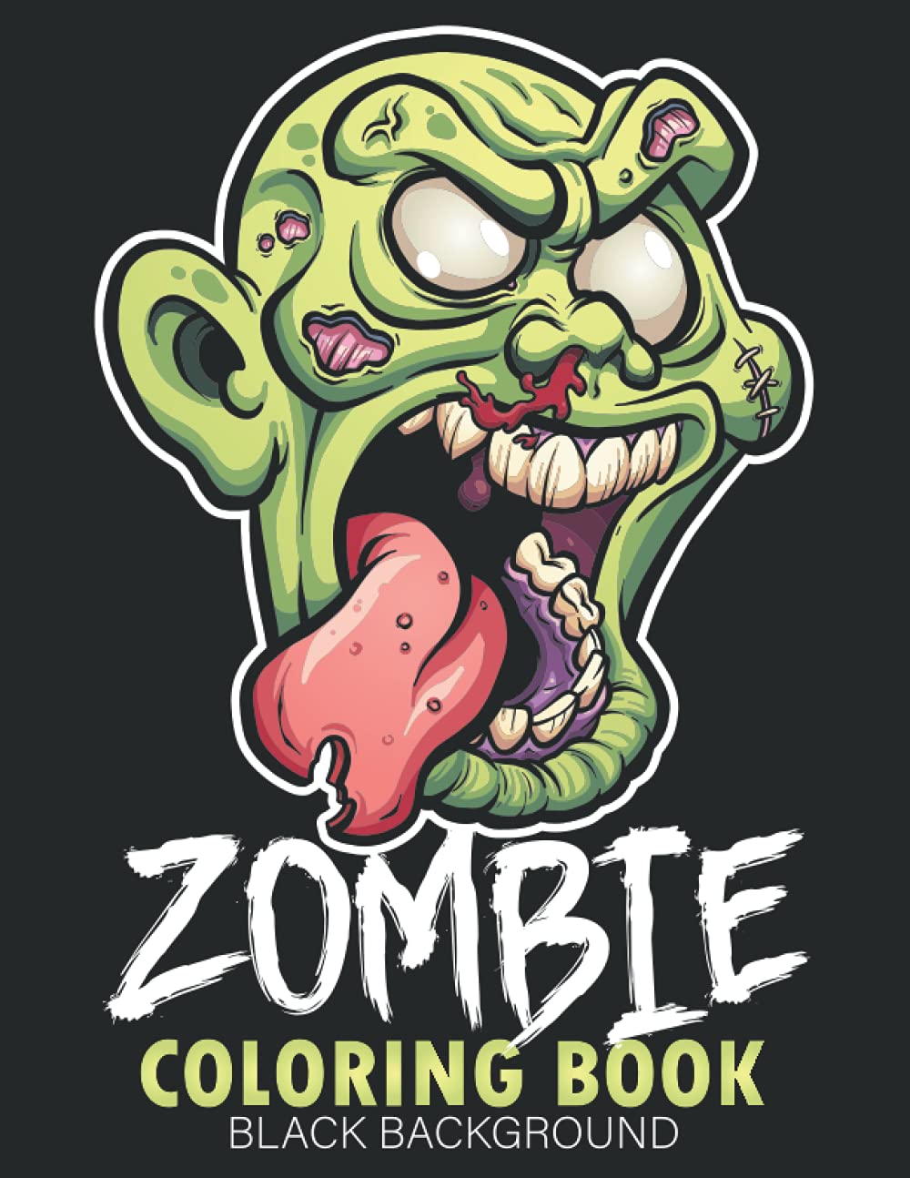 Zombie Coloring Book Black Background: Horror Coloring Pages Detailed ...