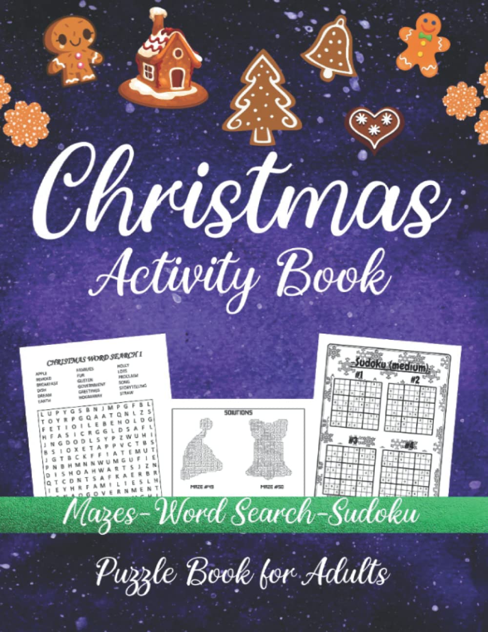 Christmas Activity Book Puzzle Book for Adults Mazes-Word Search-Sudoku ...