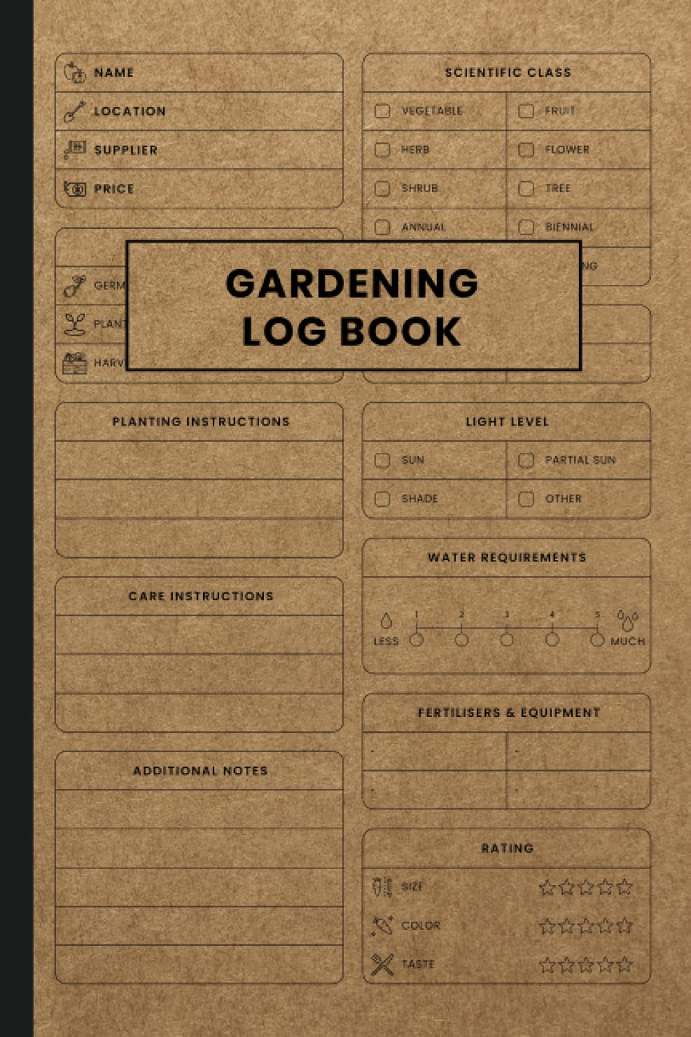 Gardening Log Book Journal, Chart, Tracker, Record Book To Track Water Requirement, Plant