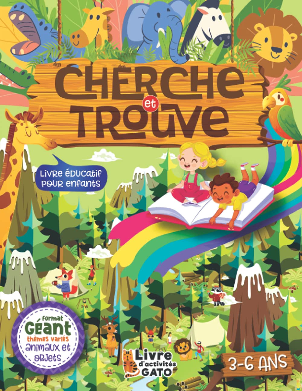 Cherche et trouve géant Animaux livre éducatif enfant 36 ans Livre de jeux et d