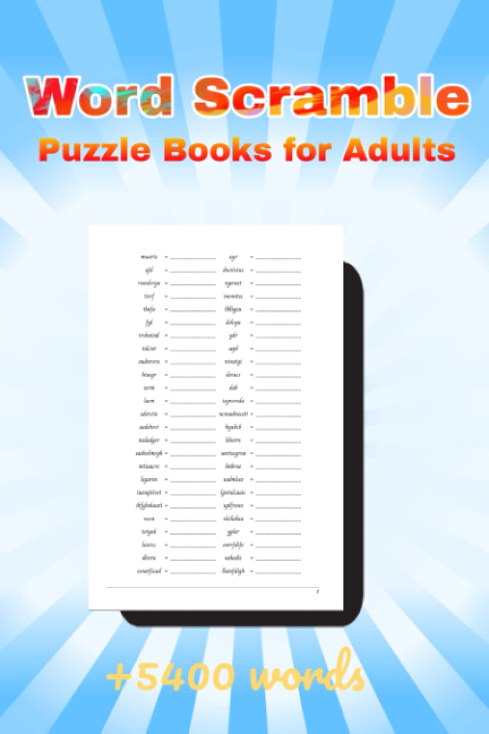 Word Scramble Puzzle Book for Adults Large Print Word Puzzles for