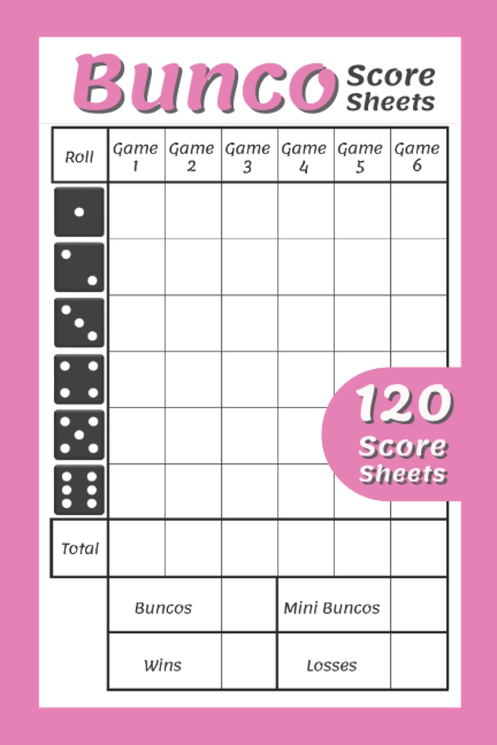 Bunco Score Sheets 120 Score Keeping Pads for Bunco Dice Game Lovers