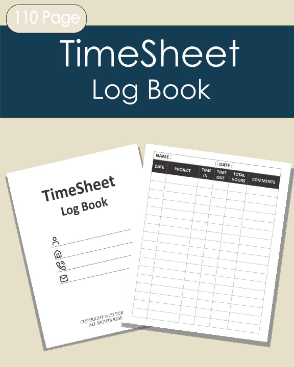 Timesheet Log Book simple time sheet record management book project keeper daily tracker