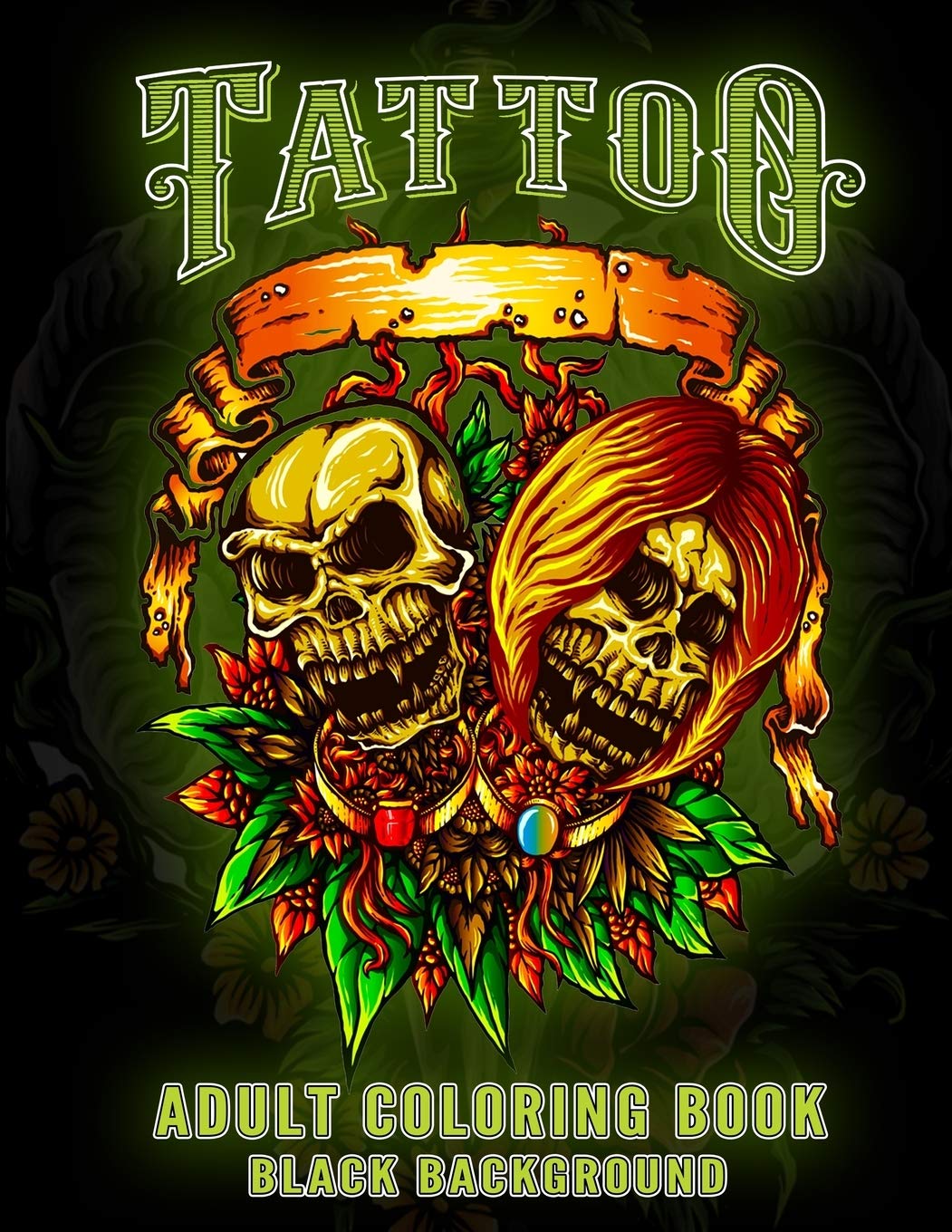 Tattoo Adult Coloring Book Black Background Tattoo Coloring Book For