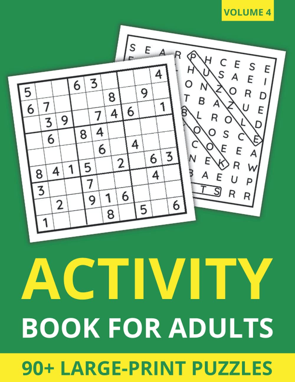 Activity Book For Adults - Word Search, Sudoku: 90+ Large-Print Puzzles