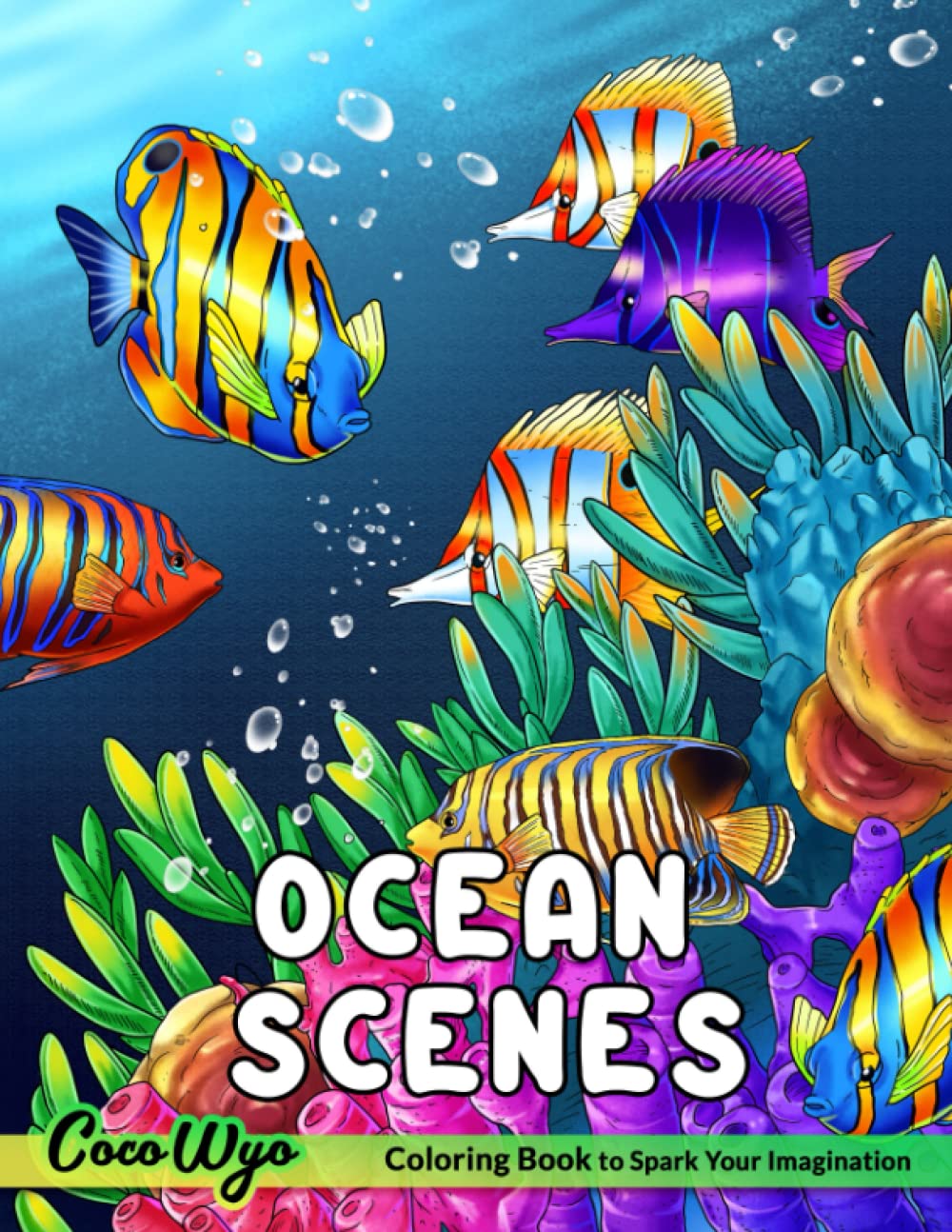 Ocean Scenes Coloring Book: Peaceful Relaxing Ocean Scenes and