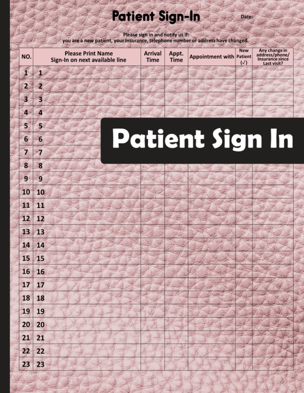 Patient Sign In forms Patient Sign in Book, Patient Sign in Sheets