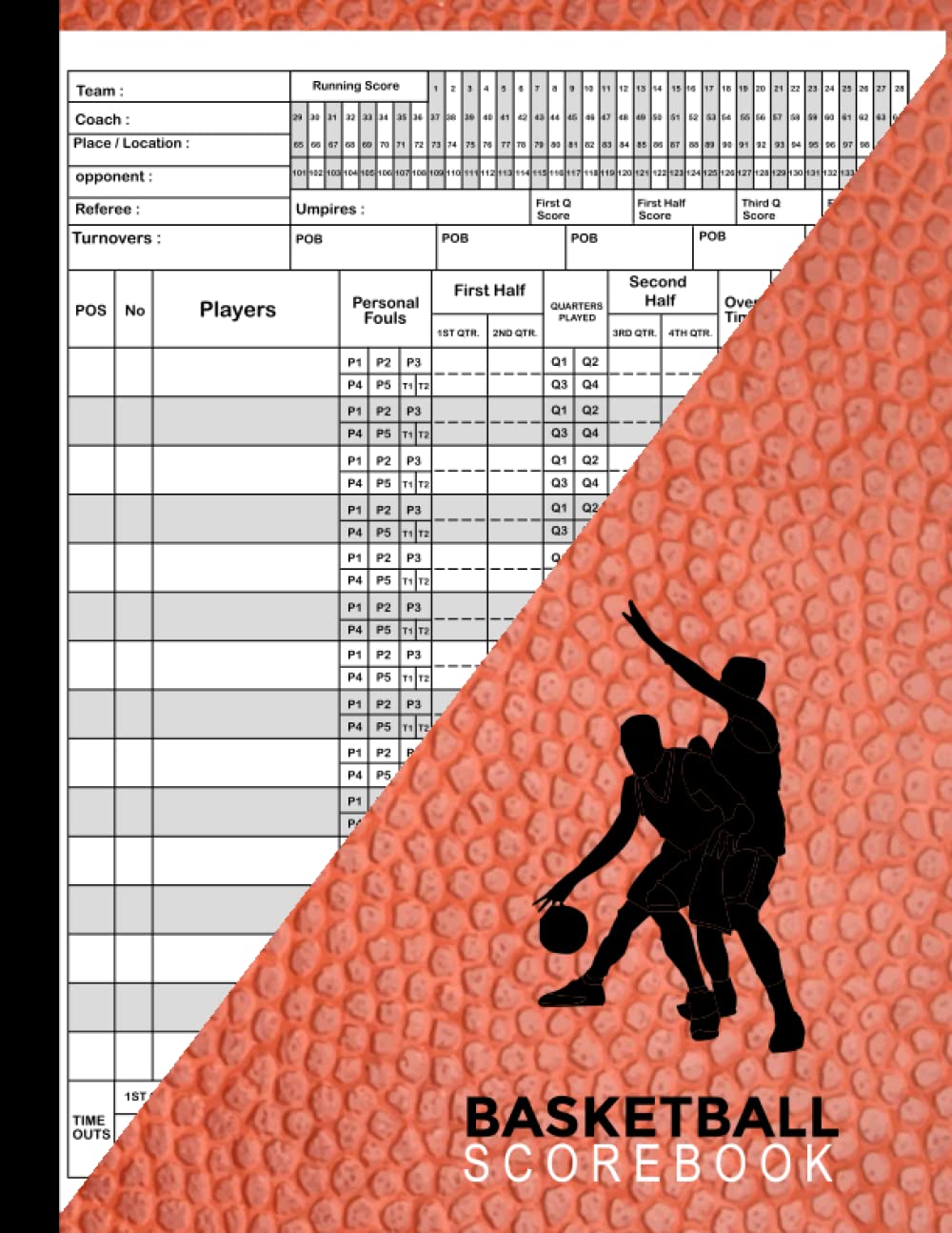 Basketball Scorebook Basketball Stat Sheet Basketball Game Stats 120 Numbered Pages for Coach