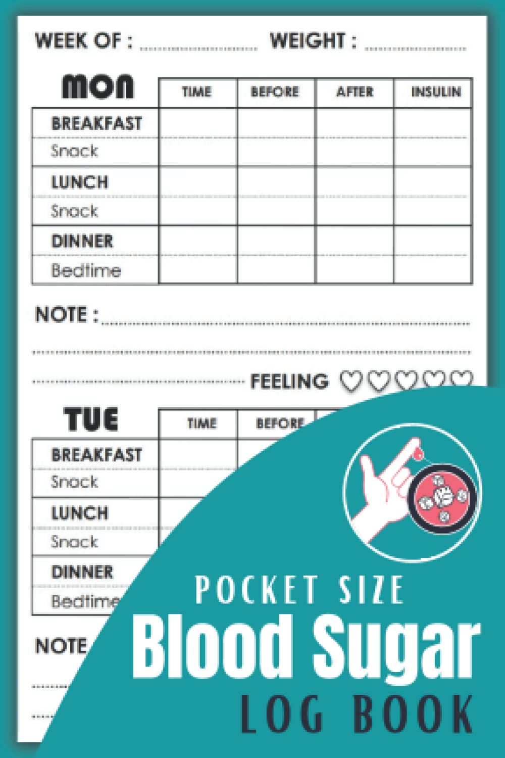 Blood Sugar Log book Pocket Size Daily Blood Sugar Diary, Diabetes Log