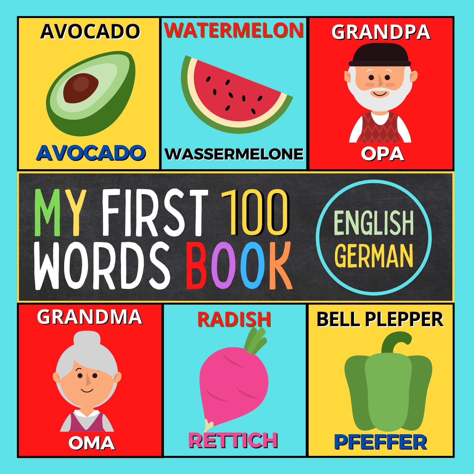 My First 100 English to German Words Book Bilingual Picture Dictionary Book For Preschool