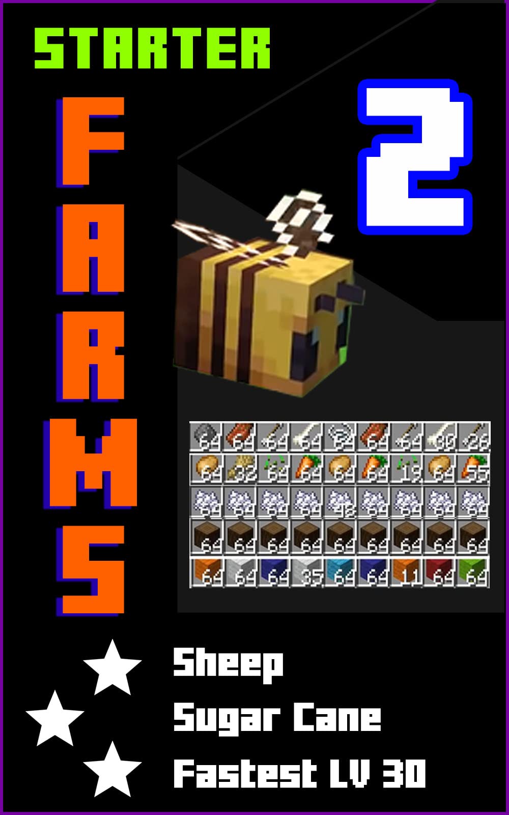 Minecraft: Starter FARMS Easy and Fastest 2: Sheep, Sugar Cane, Fastest Lv 30