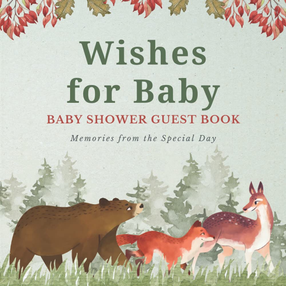 Wishes for Baby Woodland Baby Shower Guest Book with Guest Sign in