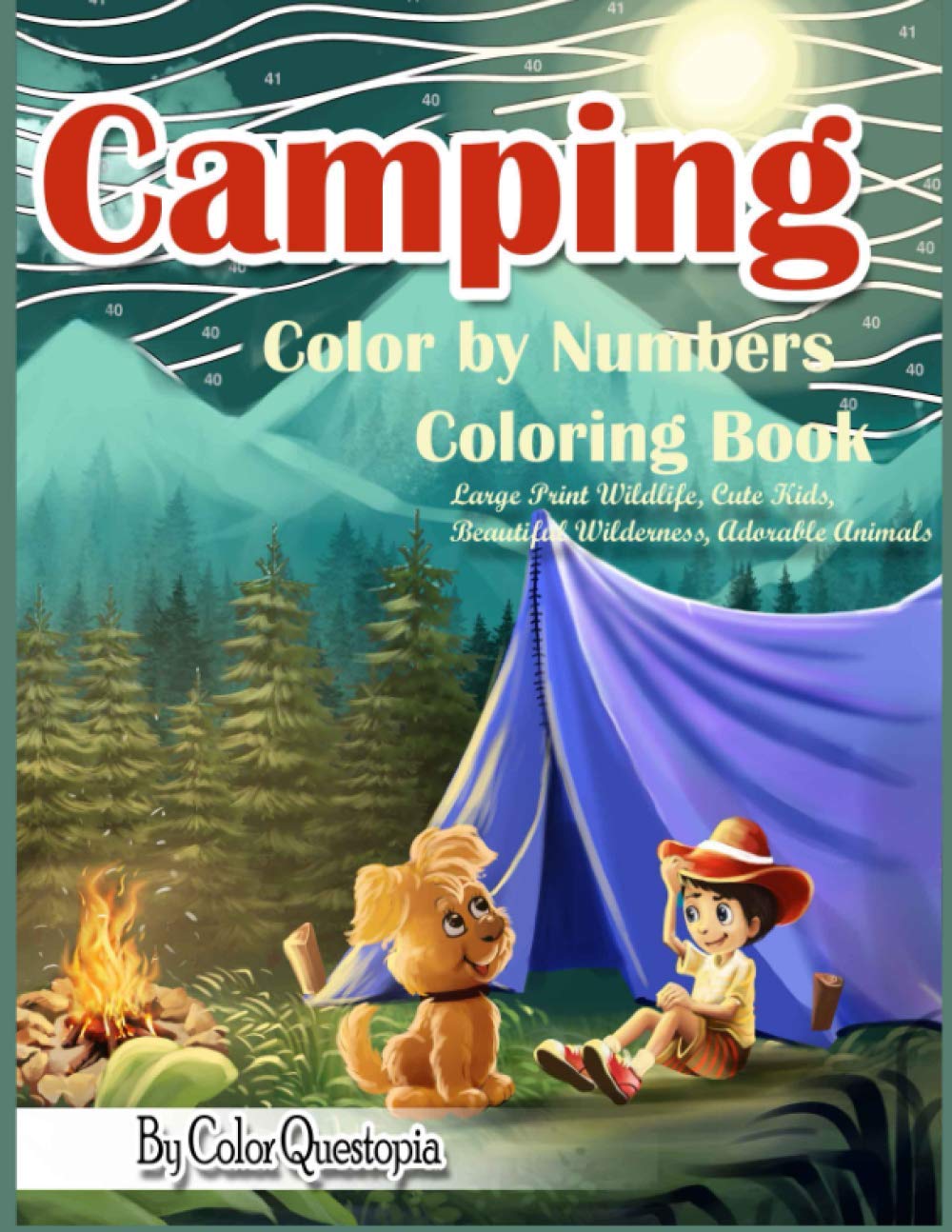 Camping Color By Numbers Coloring Book Large Print Wildlife, Cute Kids