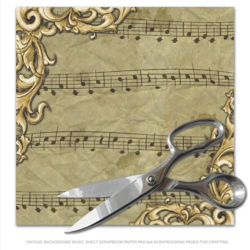 Vintage Background Music Sheet Scrapbook Paper Pad 8x8 Scrapbooking