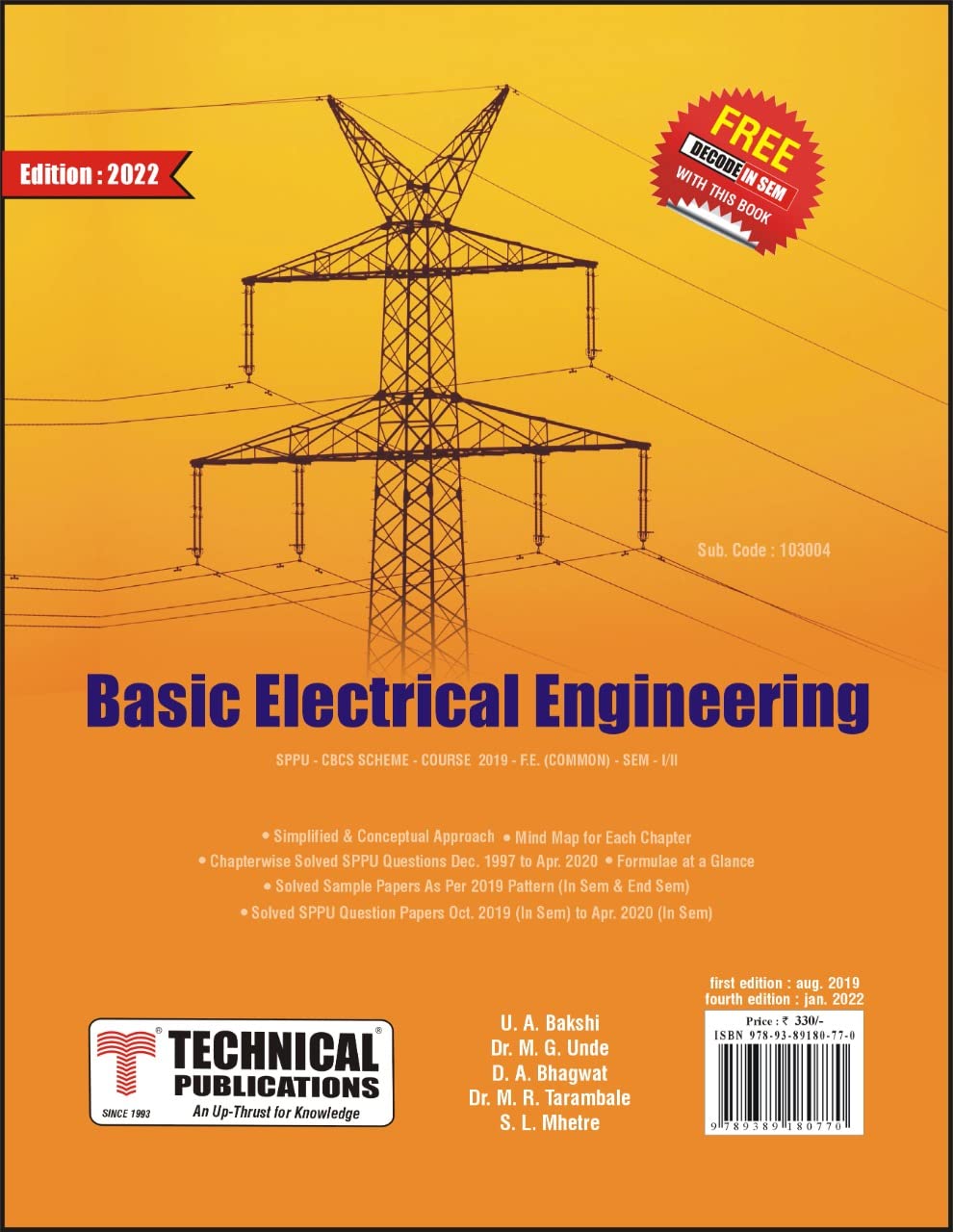 Basic Electrical Engineering for SPPU 19 Course by U. A. Bakshi Goodreads