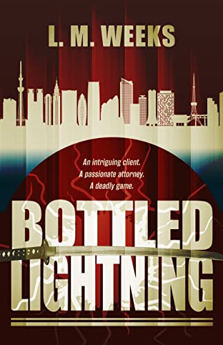 Bottled Lightning book cover featuring a mystical bottle with glowing lightning against a stormy sky