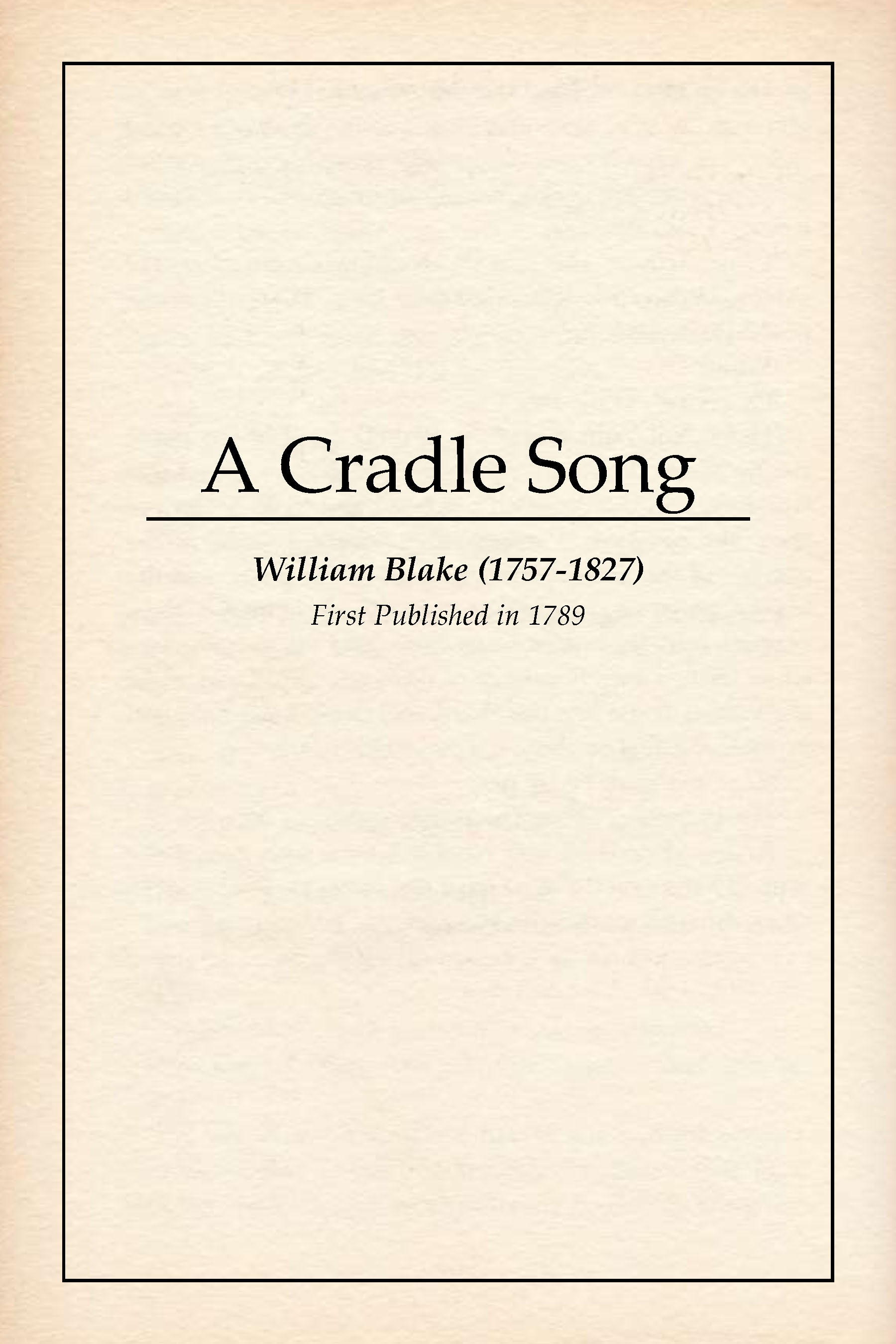 A Cradle Song book cover