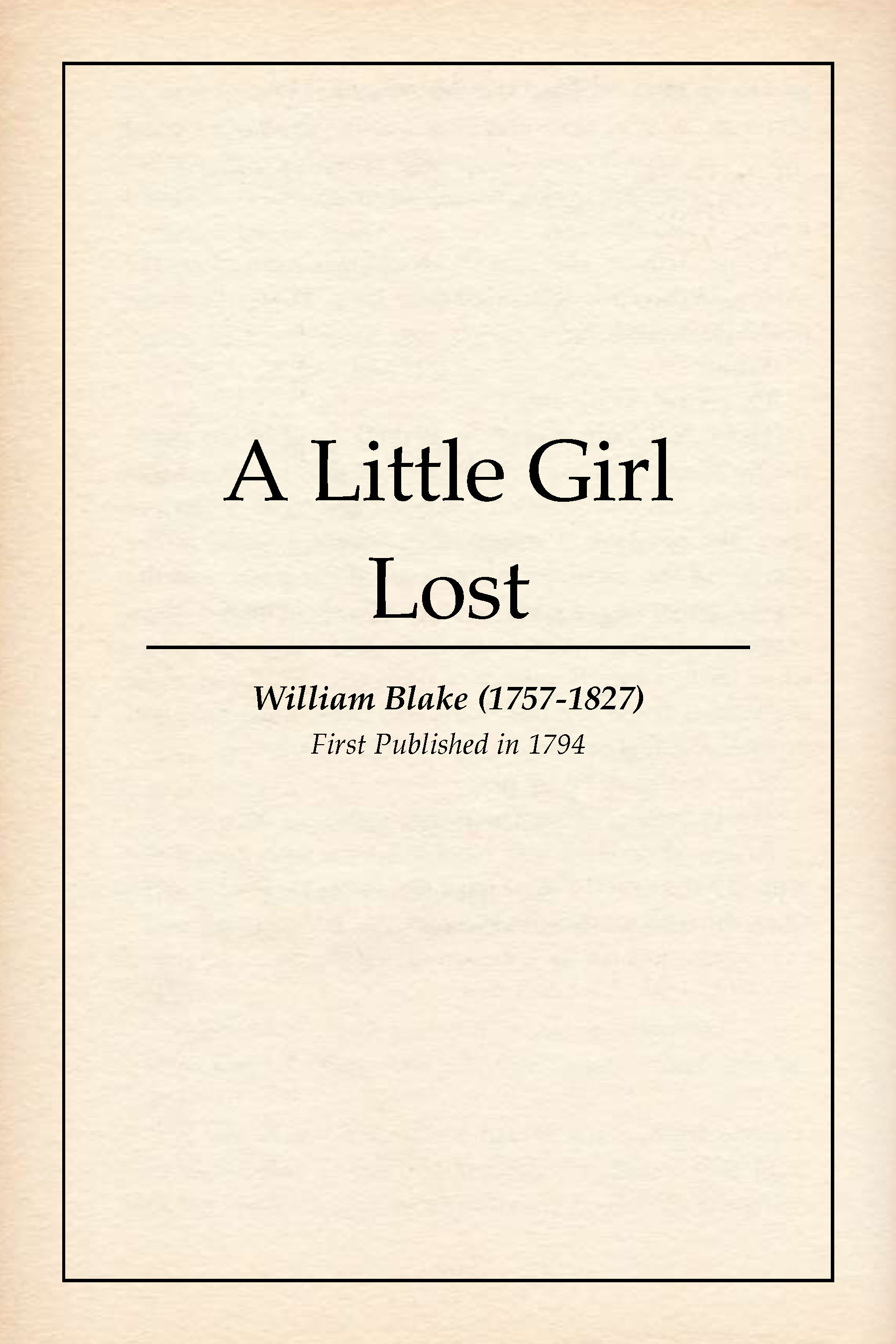 A Little Girl Lost