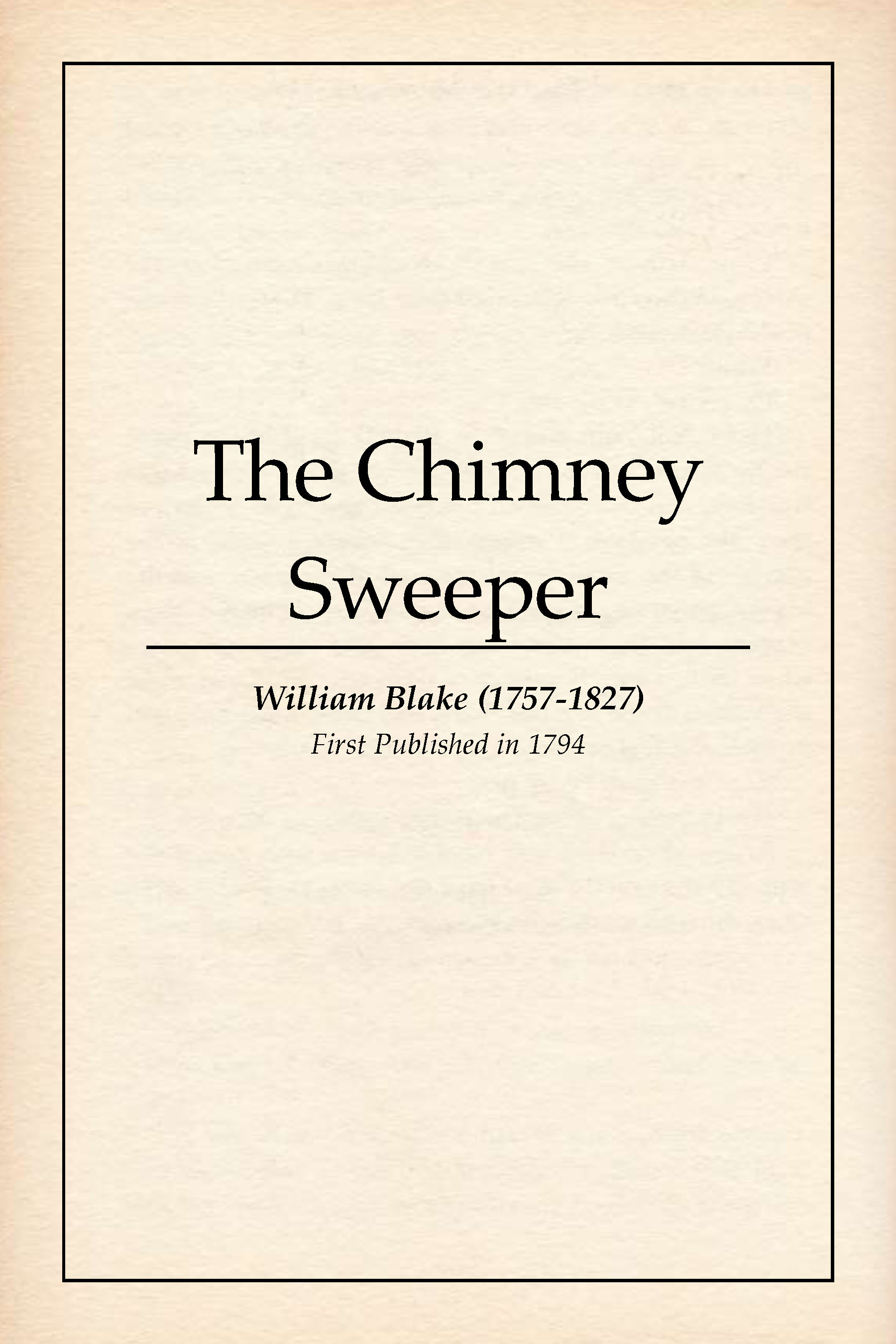 The Chimney-Sweeper