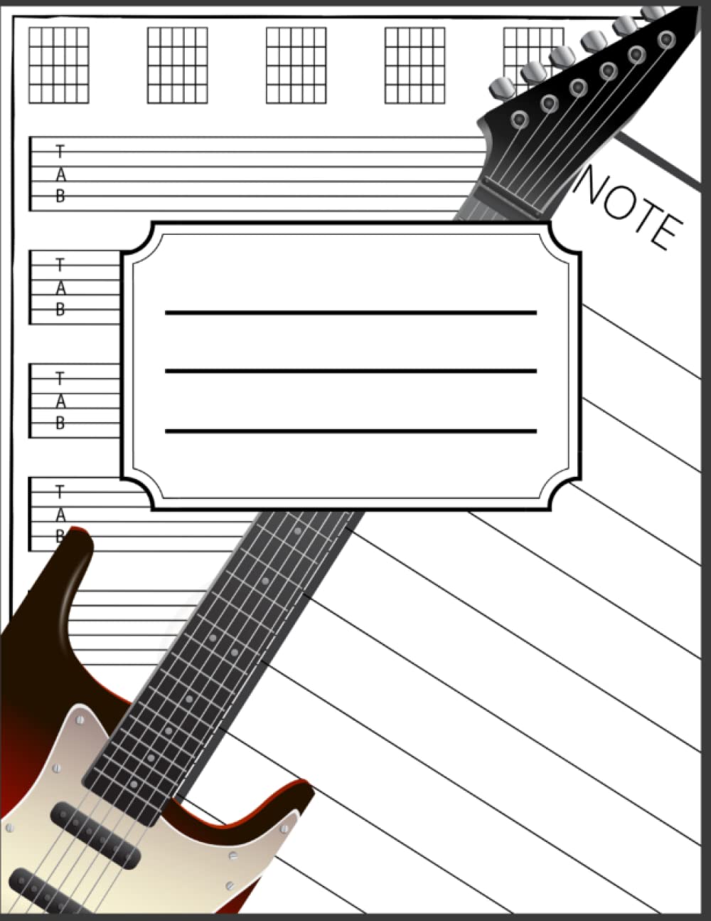 Blank Tablature Manuscript Paper Guitar Tab Notebook With Space For
