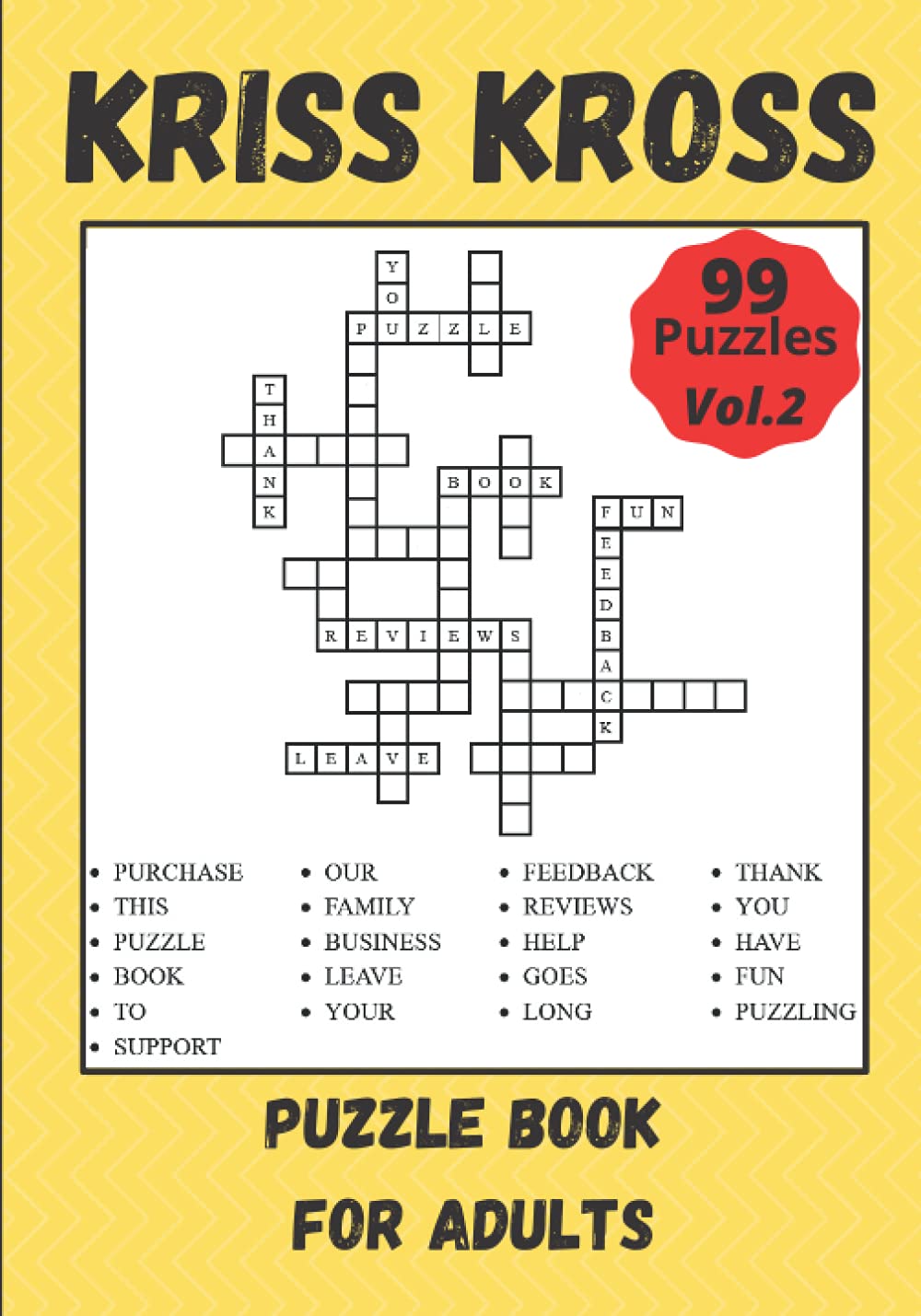 Kriss Kross Puzzle Book for Adults: Criss Cross Crossword Activity Book - 99 Puzzles - Vol.2 by ...