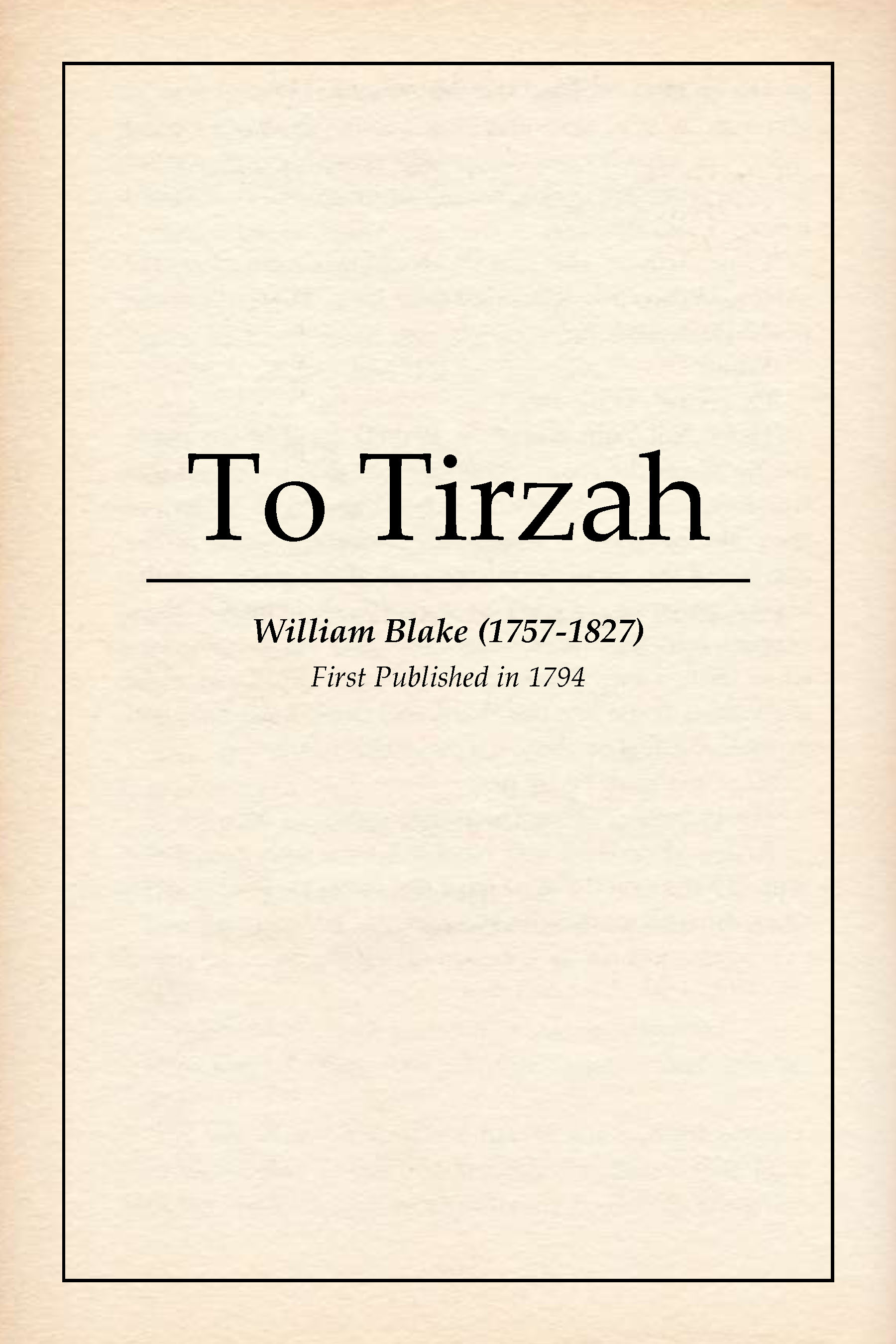 To Tirzah book cover