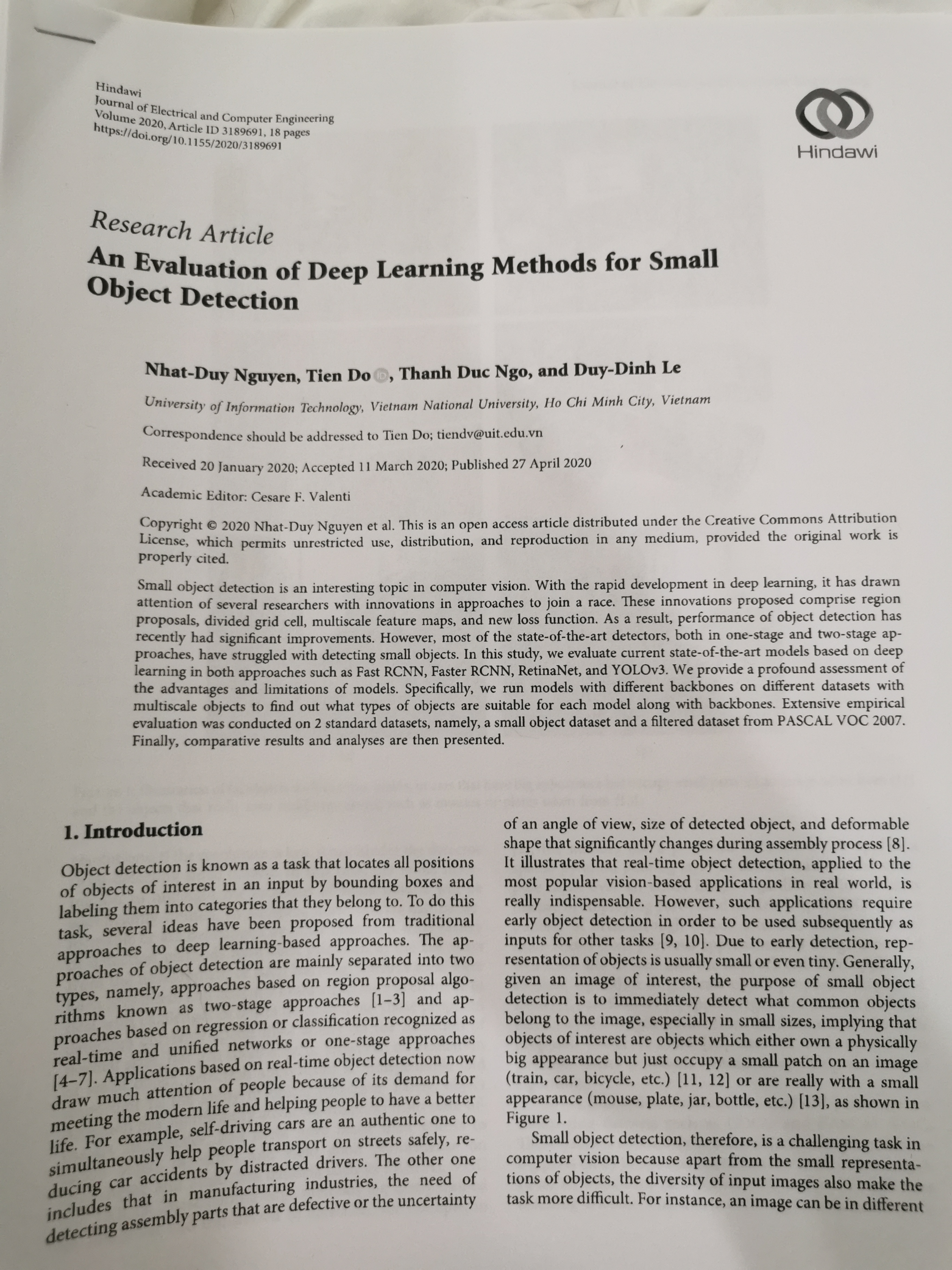 An Evaluation of Deep Learning Methods for Small Object Detection by ...