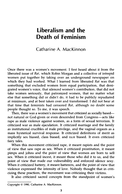 Liberalism and the Death of Feminism
