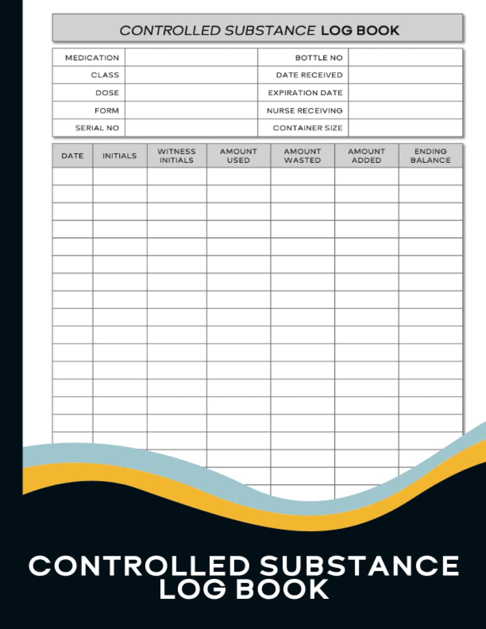 Controlled Substance Log Book Simple Narcotics And Drugs Record Book