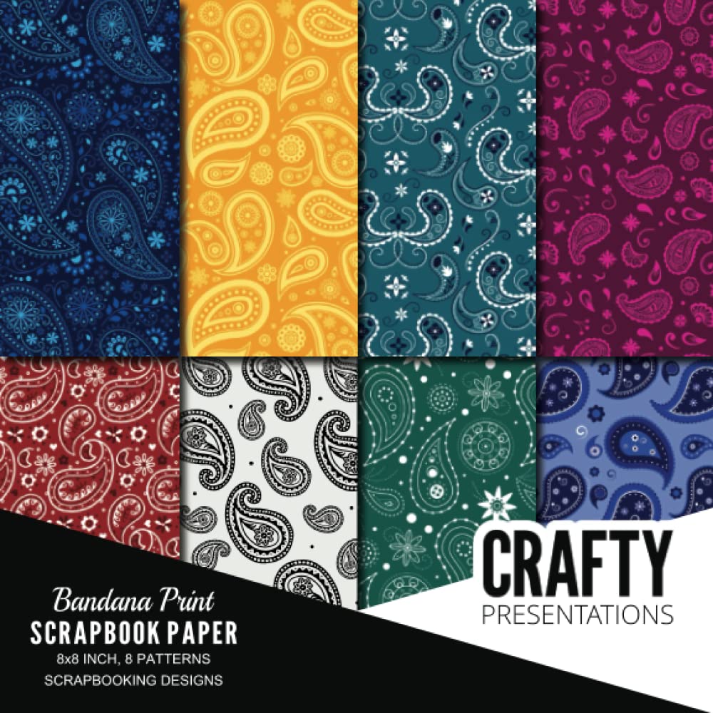 Bandana Print Scrapbook Paper: Bandana Pattern Design 8x8 Single Sided ...