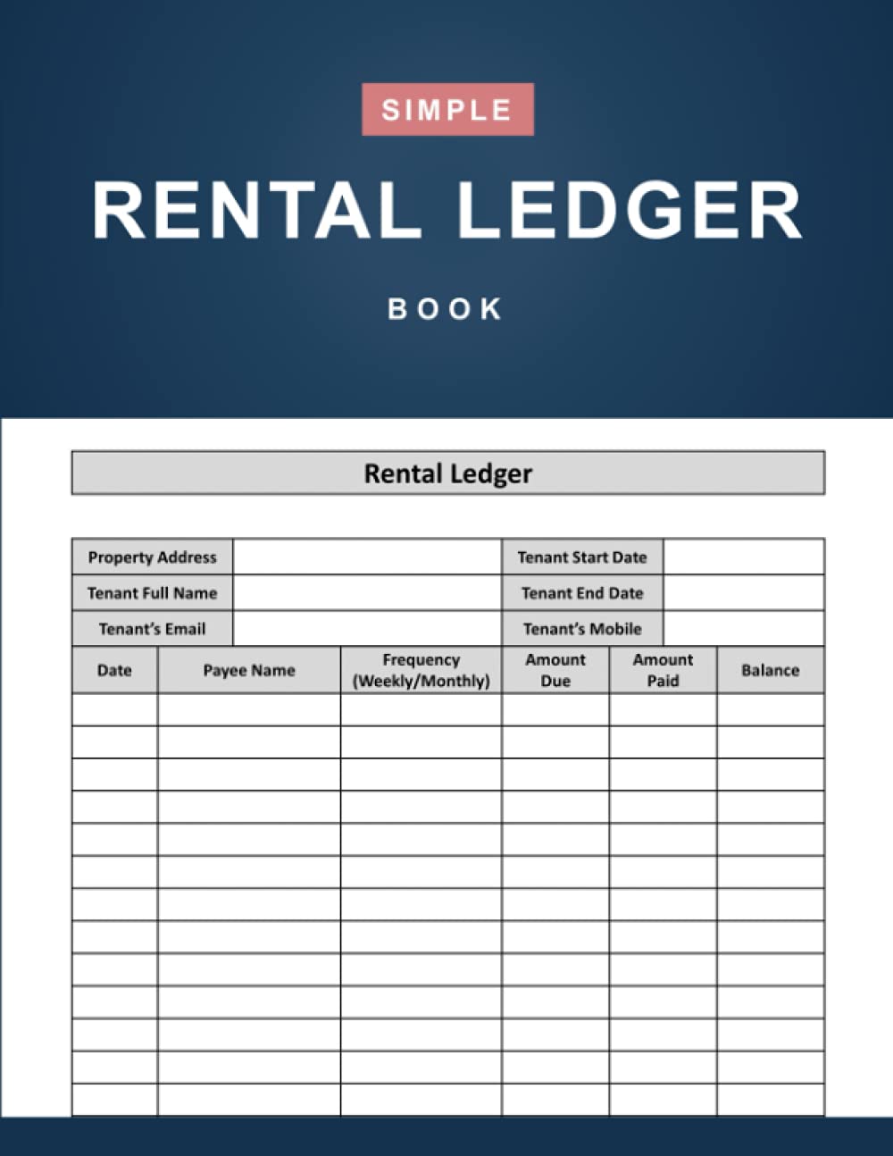 Rental Ledger Book Simple Rental Property Record Book for Landlord and