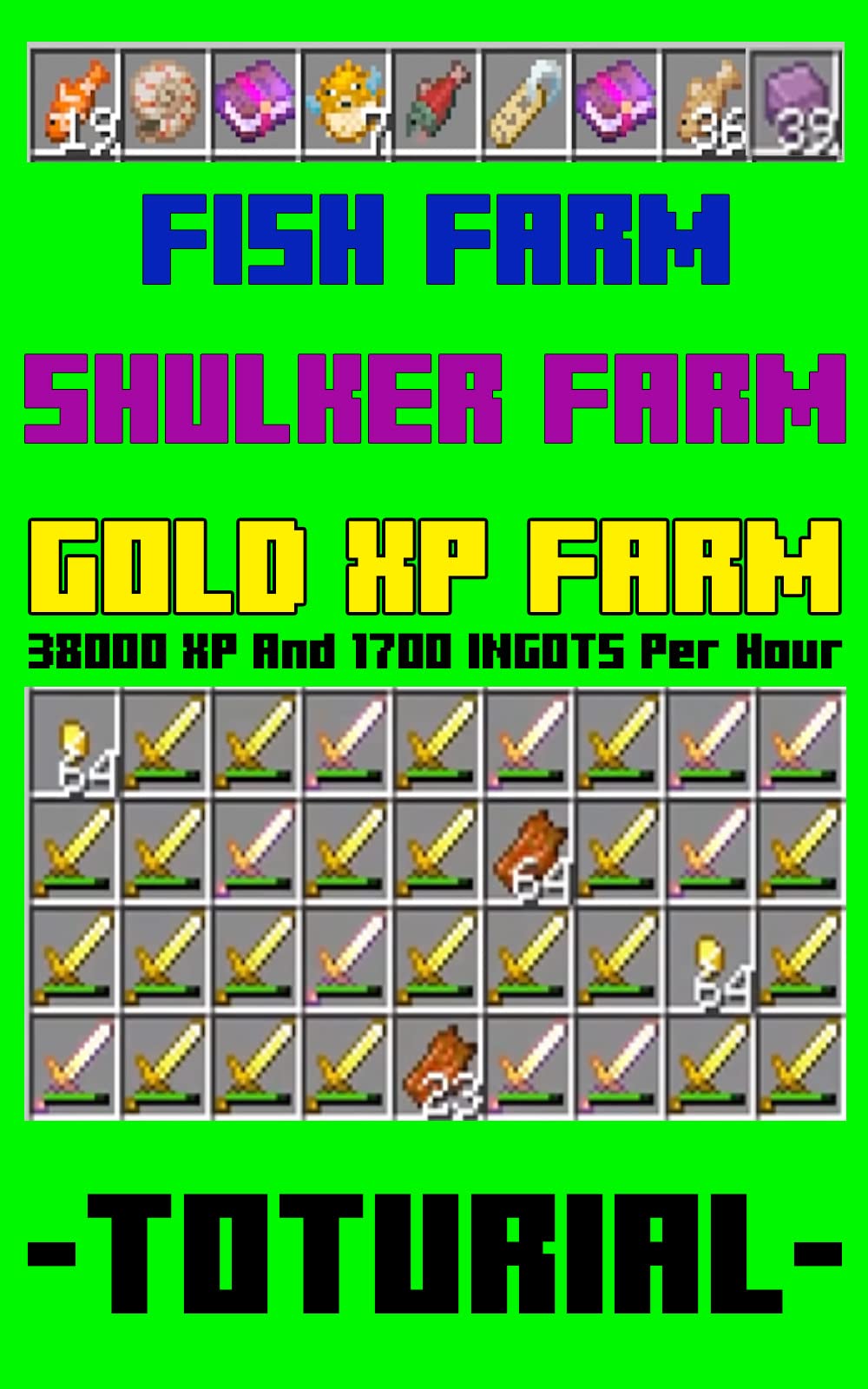 Minecraft: Fish Farms, Shulker Farms, Gold XP Farm (38000 XP & 1700 Ingots Per  Hour): Unbelievable with REDSTONE by Lalia Miyon | Goodreads
