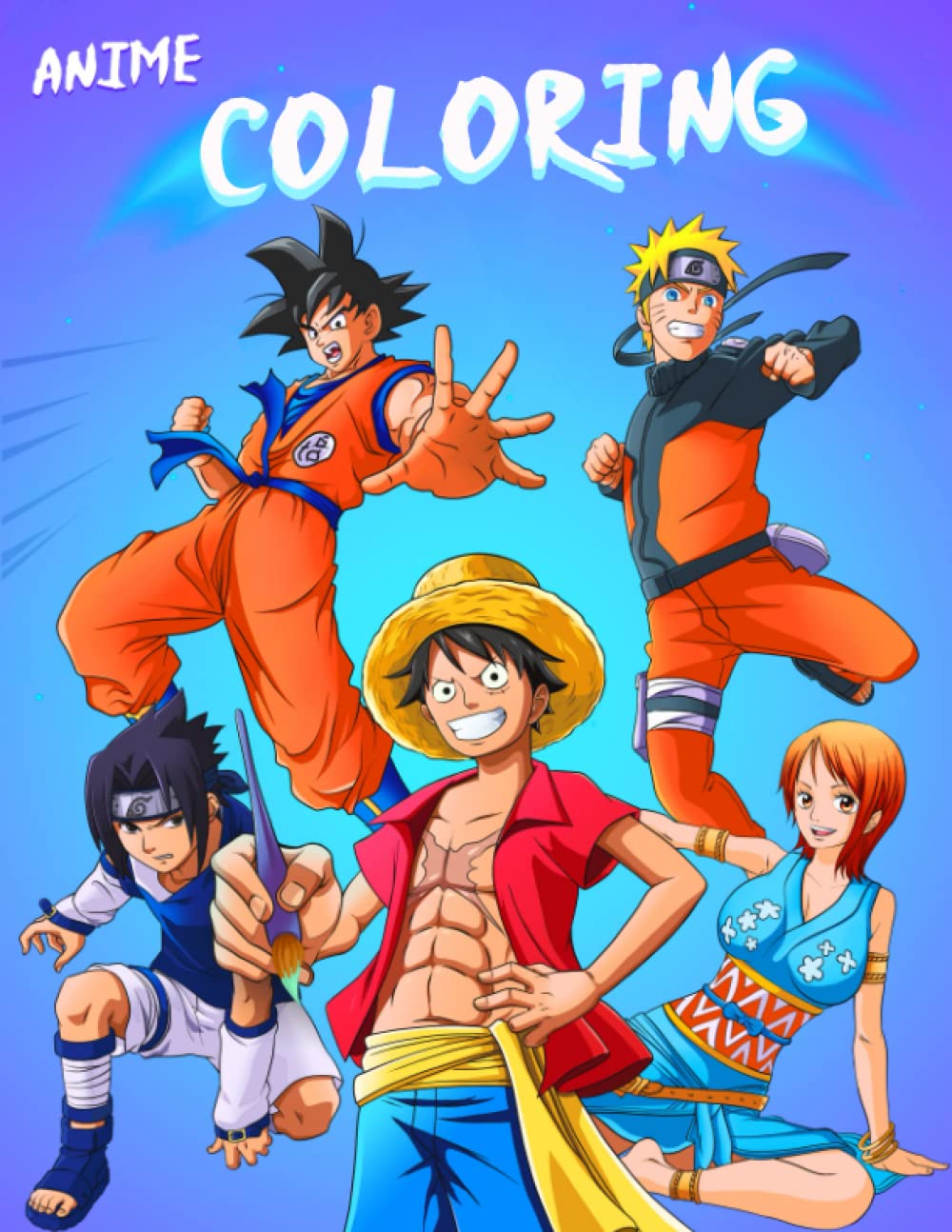 Anime Coloring Book Japanese Mixed anime Characters Drawing