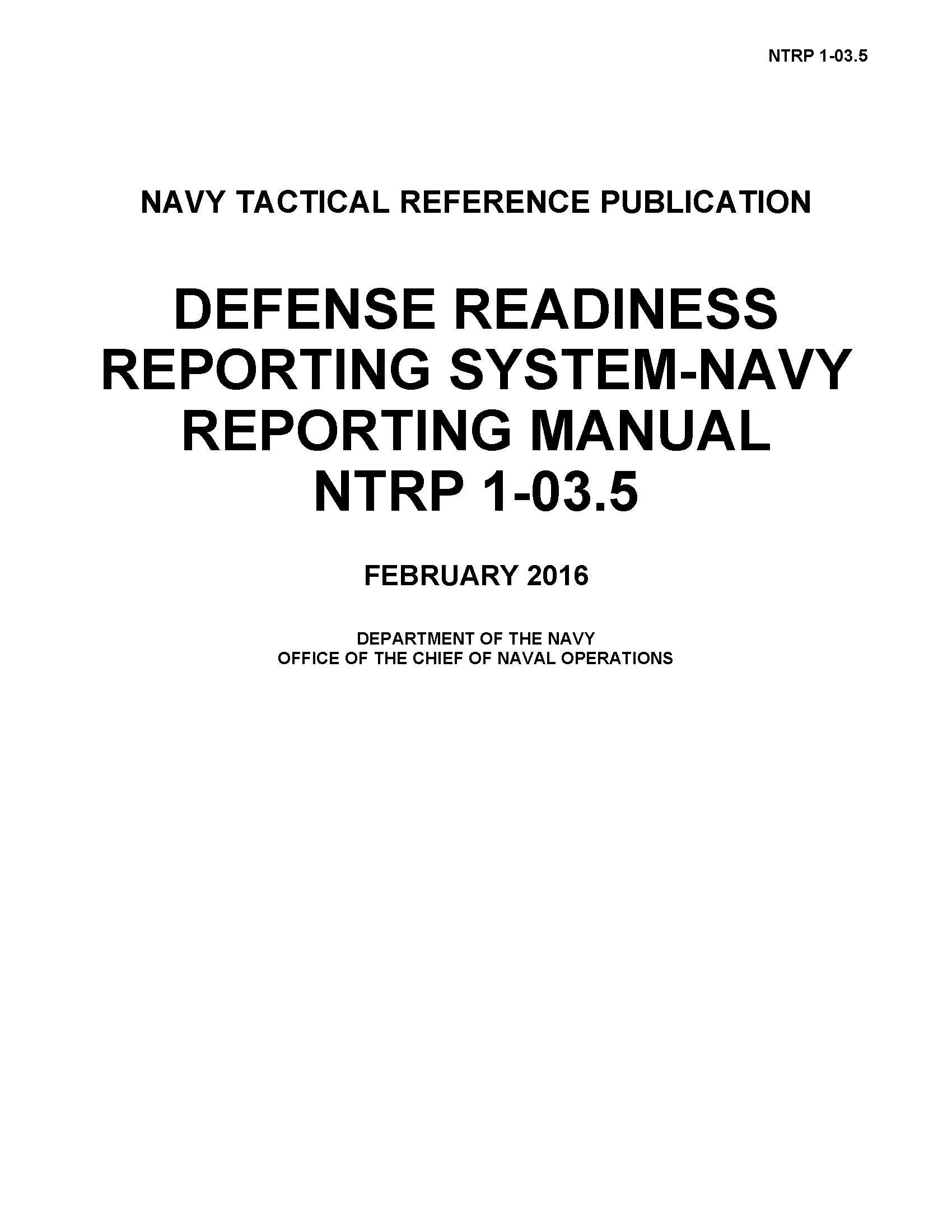 Navy Tactical Reference Publication NTRP 103.5 Defense Readiness