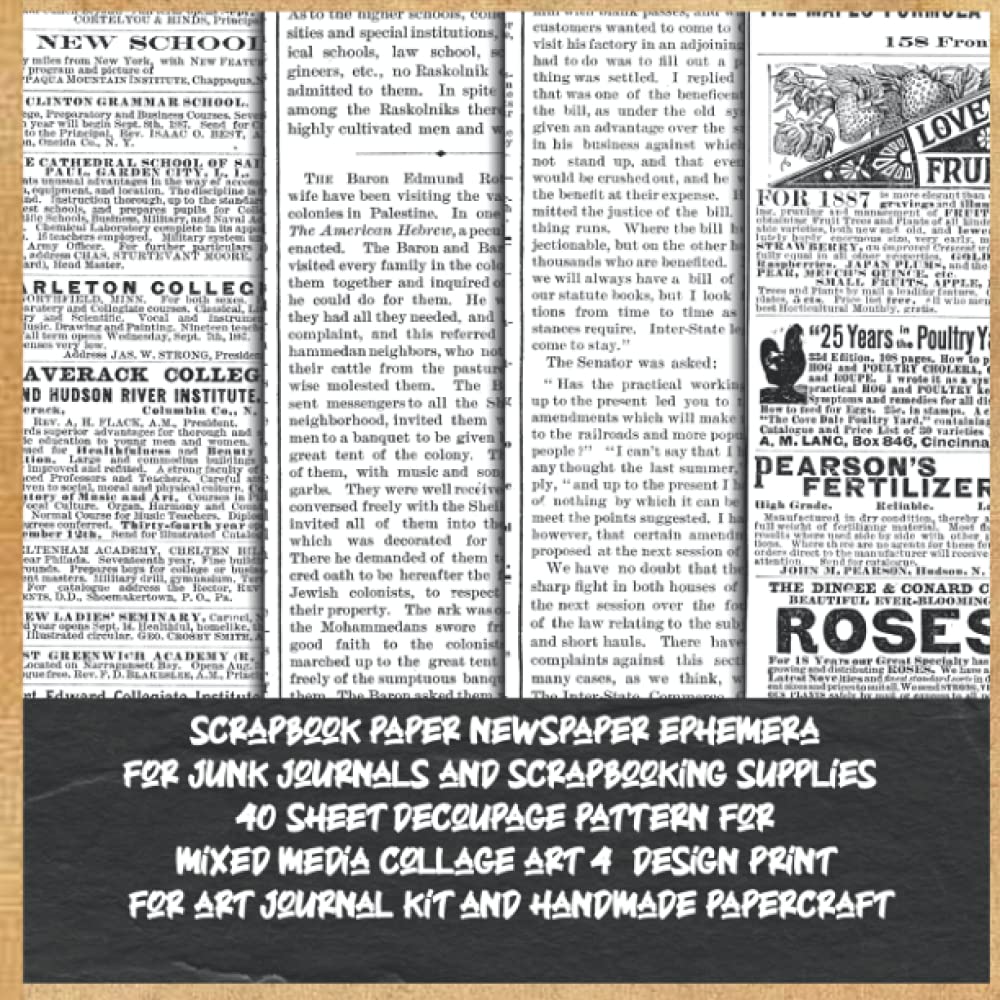 scrapbook paper newspaper ephemera for junk journals and scrapbooking